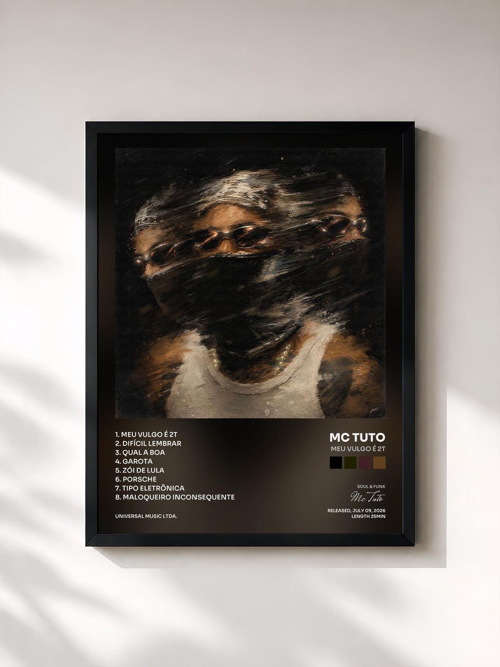 #noir Tableau de l'album Meu vulgo é 2T de Mc Tuto, cadre noir, imprimé et encadré en France