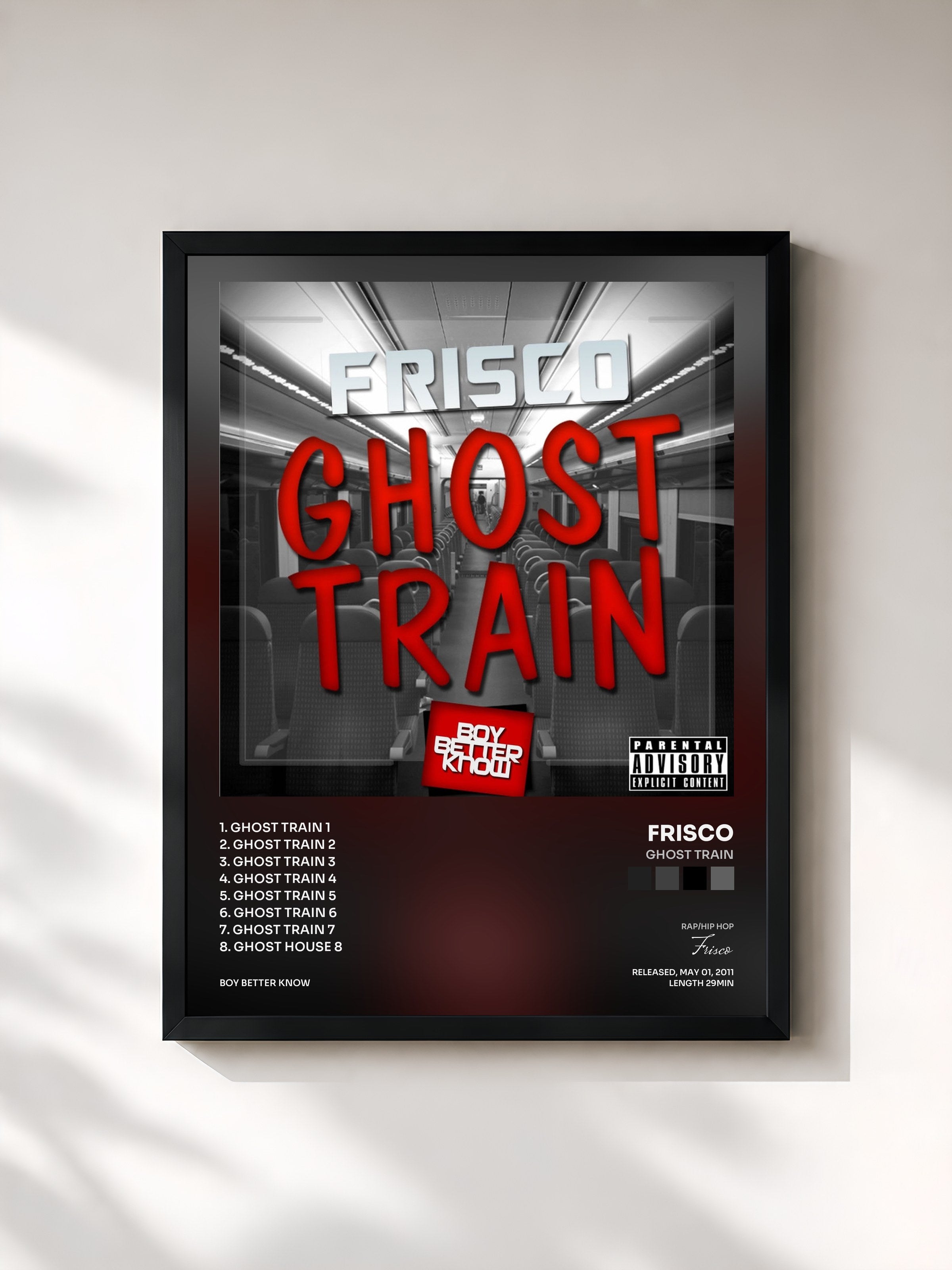 #noir Tableau de l'album Ghost Train de Frisco, cadre noir, imprimé et encadré en France