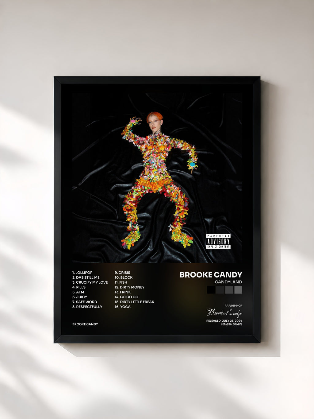 #noir Tableau de l'album CANDYLAND de Brooke Candy, cadre noir, imprimé et encadré en France