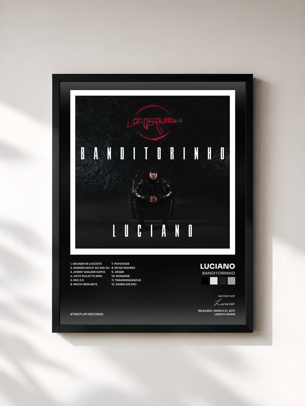 #noir Tableau de l'album Banditorinho de Luciano, cadre noir, imprimé et encadré en France