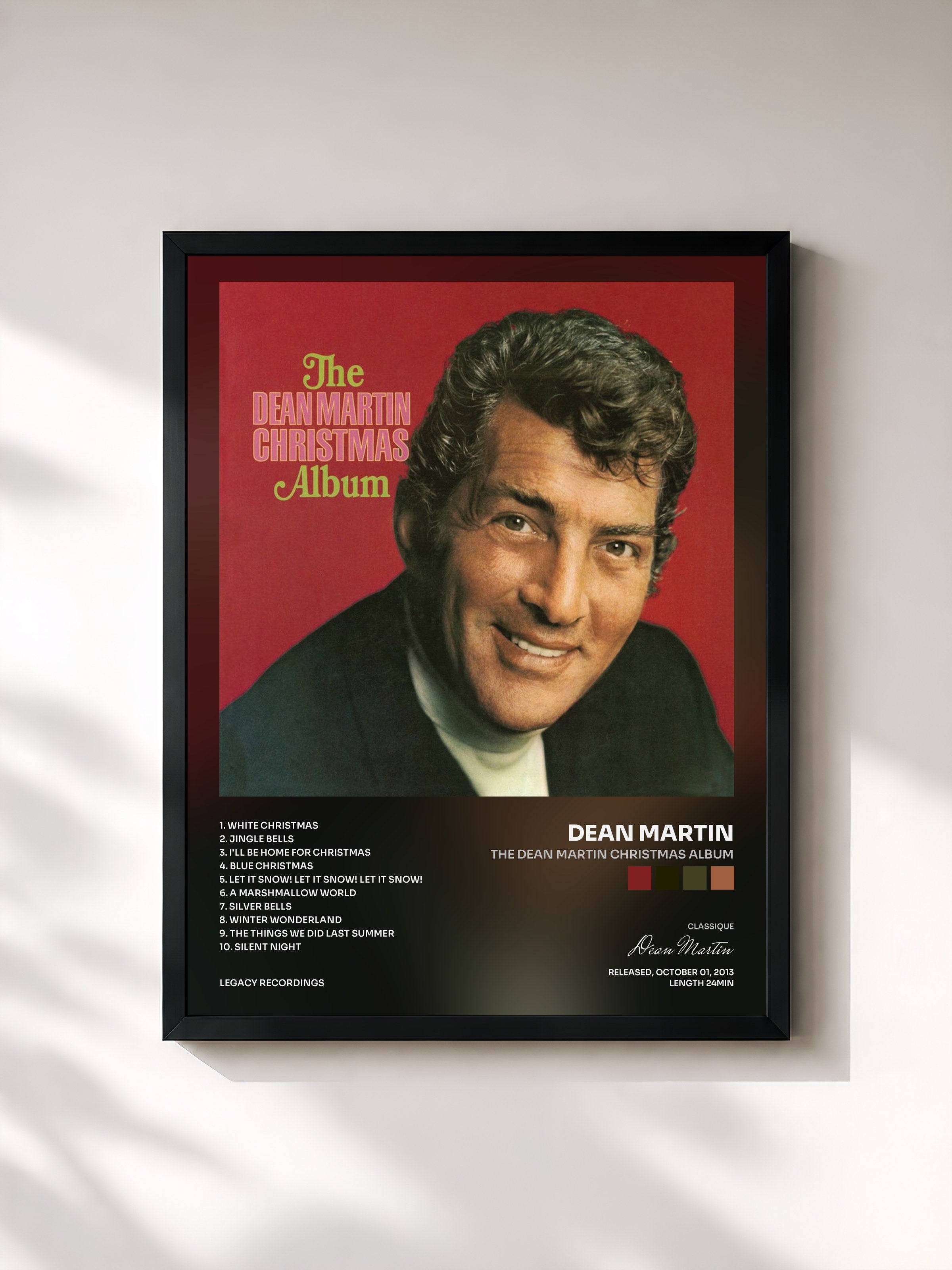 #noir Tableau de l'album The Dean Martin Christmas Album de Dean Martin, cadre noir, imprimé et encadré en France