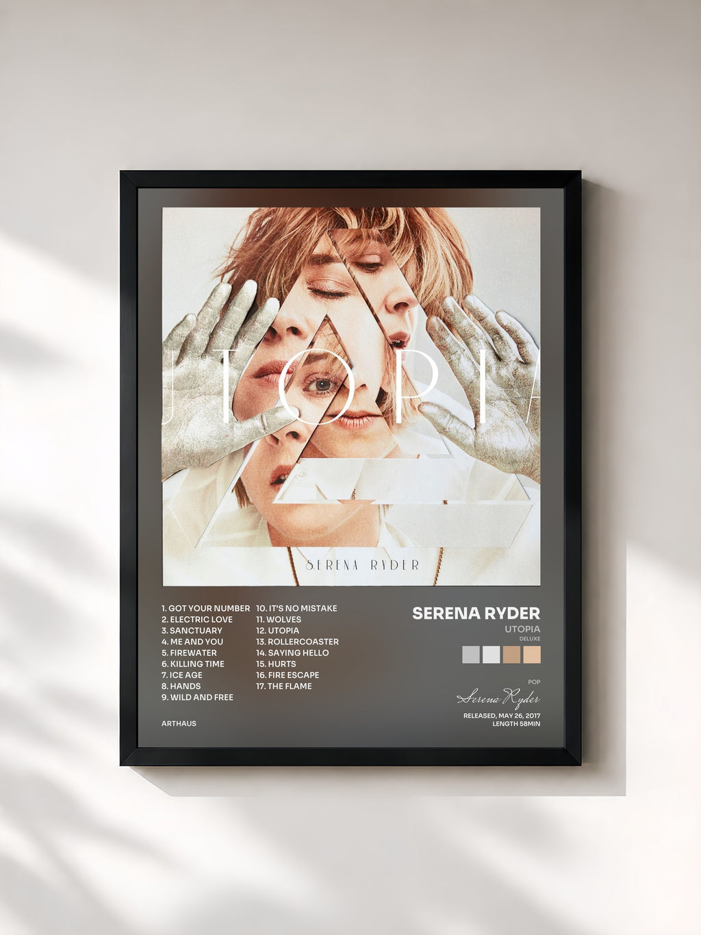 #noir Tableau de l'album Utopia (Deluxe) de Serena Ryder, cadre noir, imprimé et encadré en France