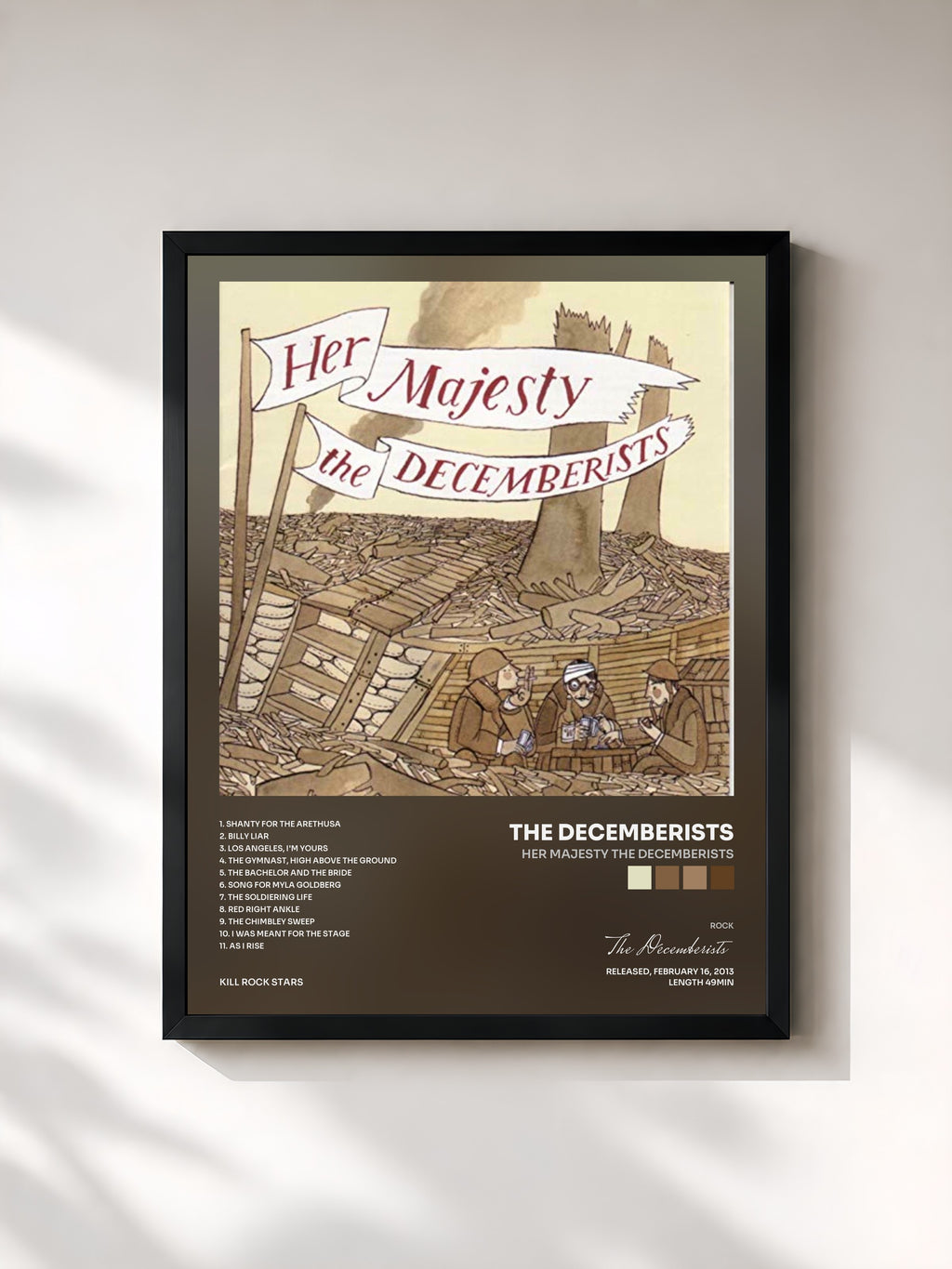 #noir Tableau de l'album Her Majesty The Decemberists de The Decemberists, cadre noir, imprimé et encadré en France