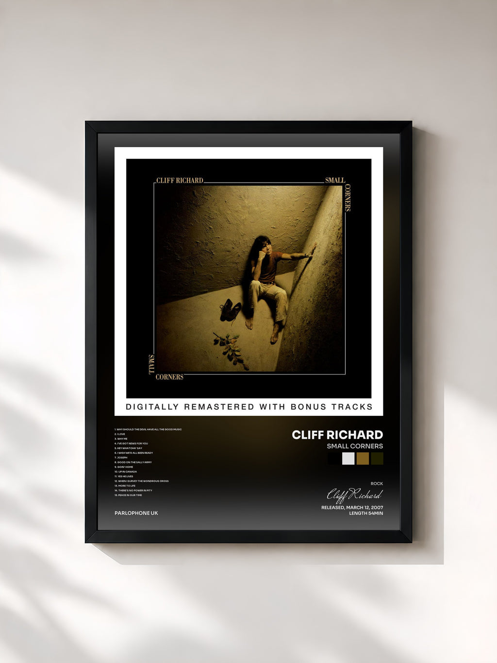#noir Tableau de l'album Small Corners de Cliff Richard, cadre noir, imprimé et encadré en France