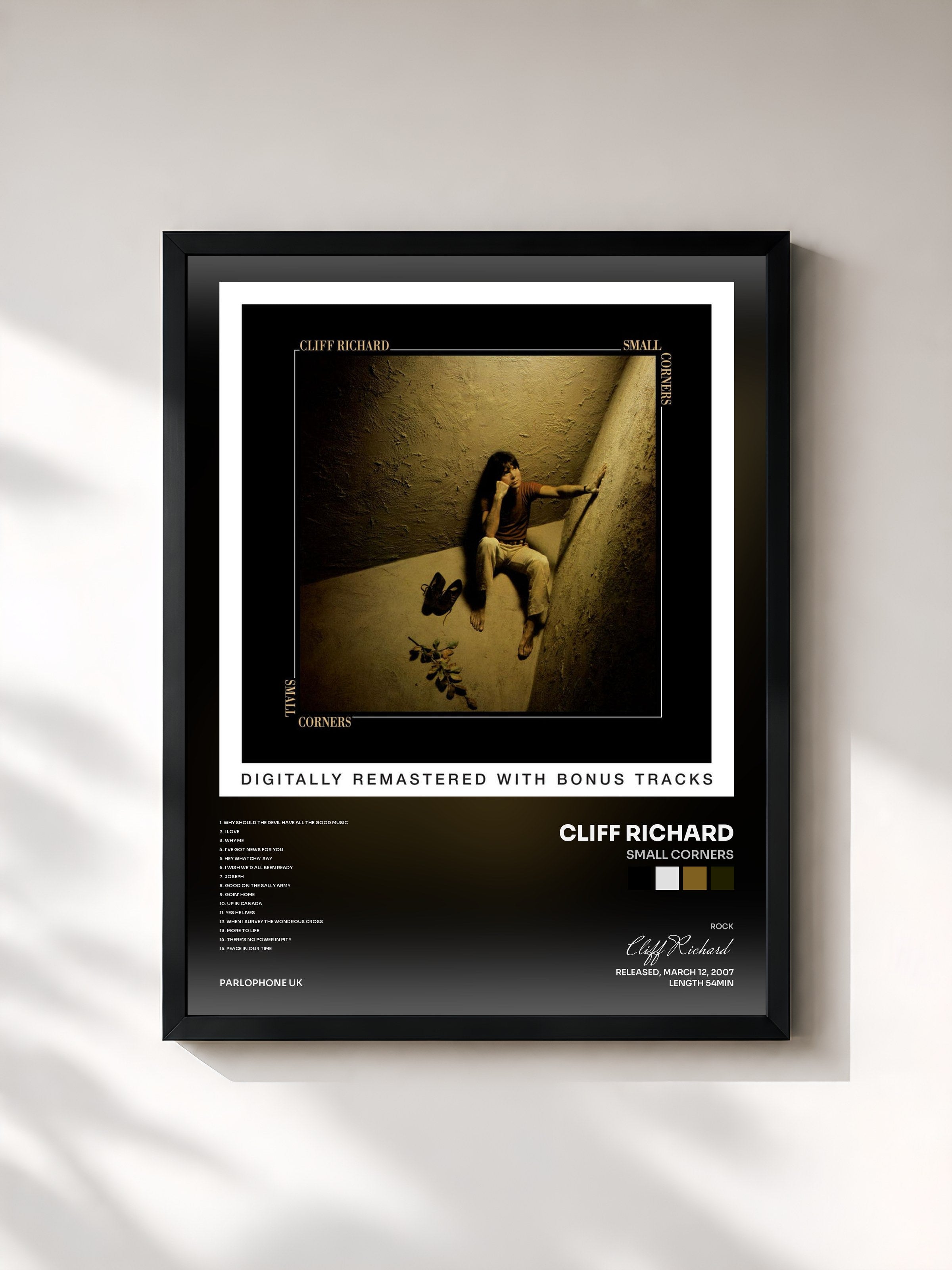 #noir Tableau de l'album Small Corners de Cliff Richard, cadre noir, imprimé et encadré en France