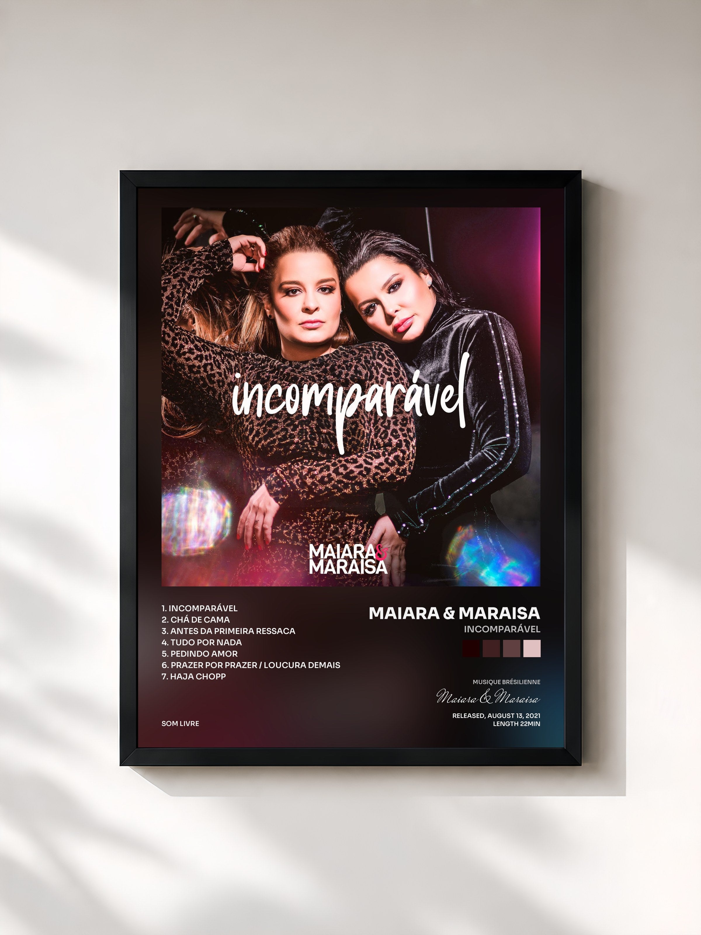 #noir Tableau de l'album Incomparável de Maiara & Maraisa, cadre noir, imprimé et encadré en France