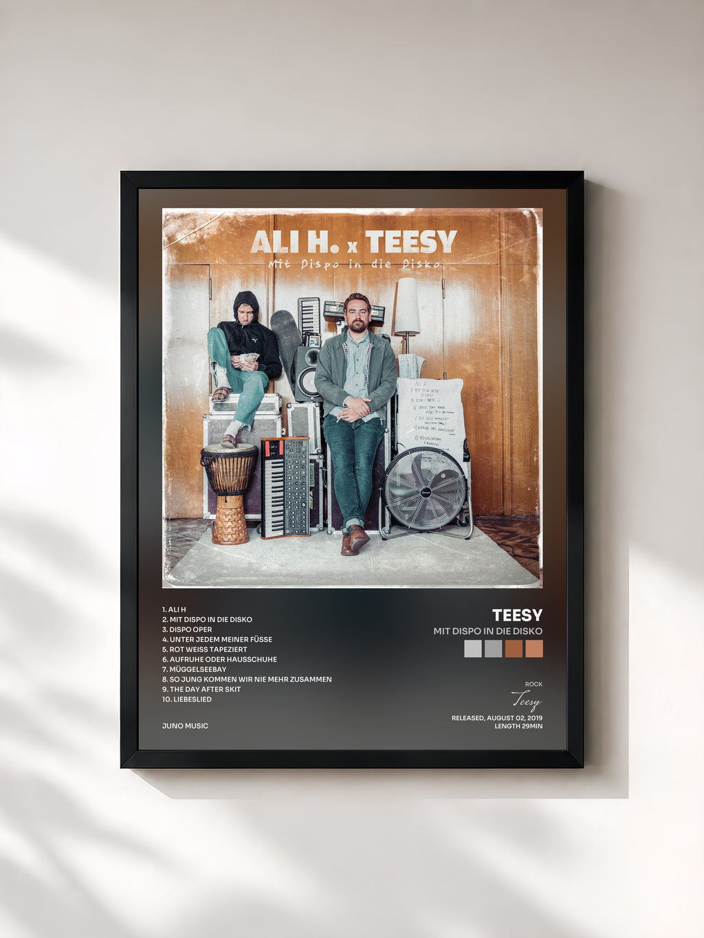 #noir Tableau de l'album Mit Dispo In Die Disko de Teesy, cadre noir, imprimé et encadré en France