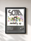 #noir Tableau de l'album Mentality EP de SOJA, cadre noir, imprimé et encadré en France