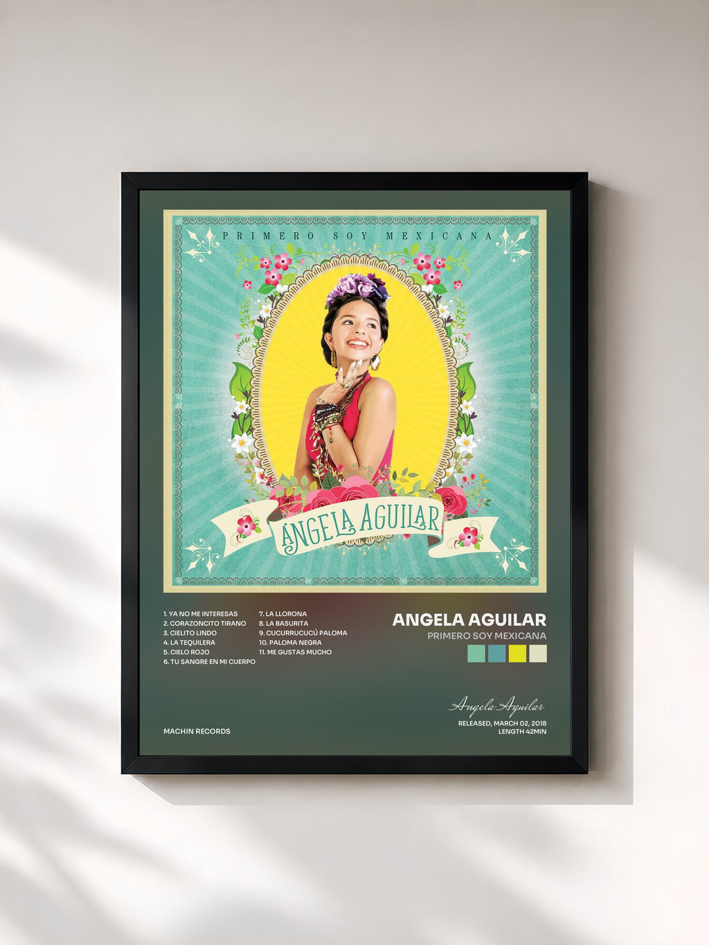 #noir Tableau de l'album PRIMERO SOY MEXICANA de Angela Aguilar, cadre noir, imprimé et encadré en France