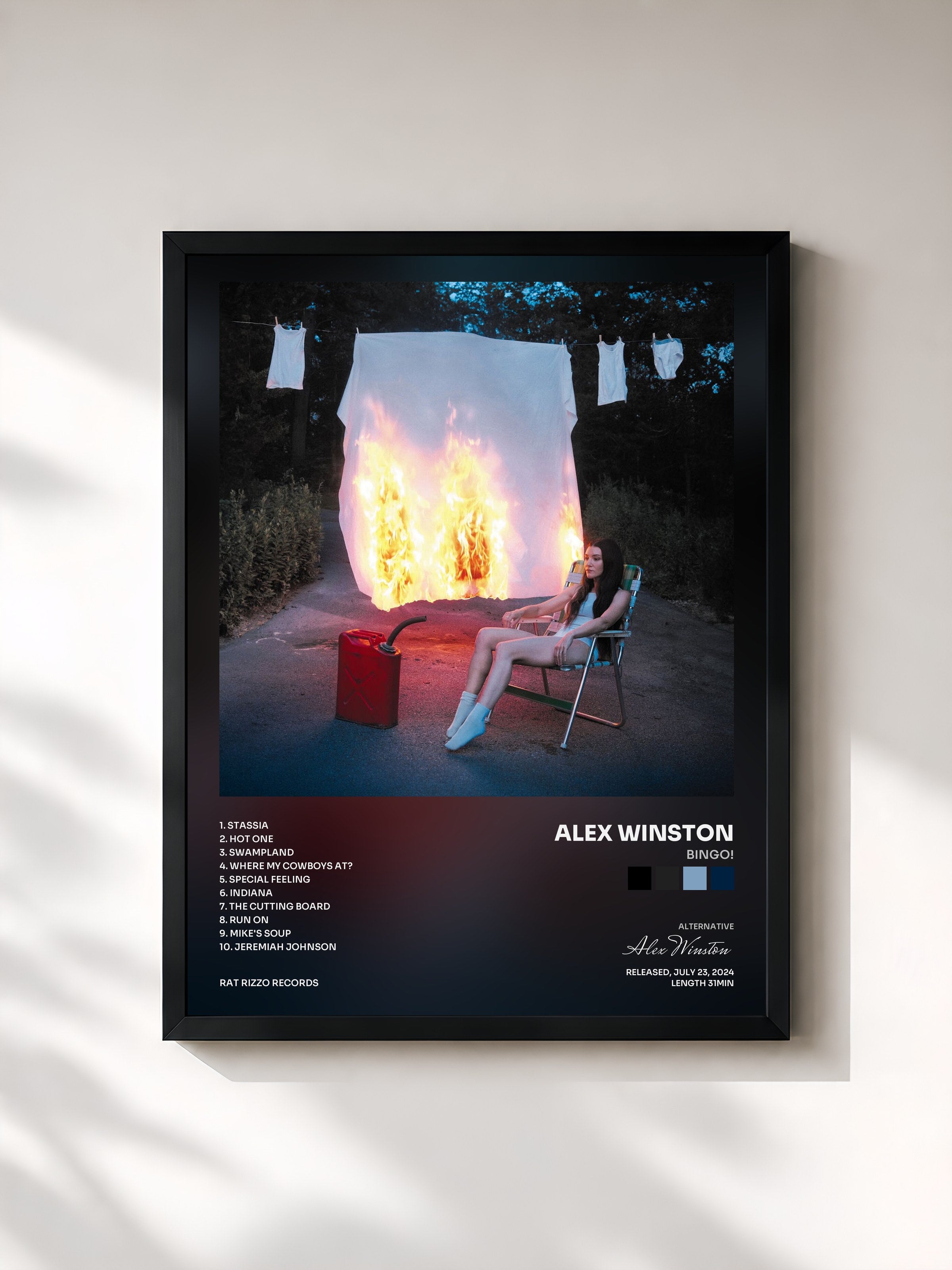 #noir Tableau de l'album Bingo! de Alex Winston, cadre noir, imprimé et encadré en France