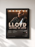 #noir Tableau de l'album Lessons In Love de Lloyd, cadre noir, imprimé et encadré en France