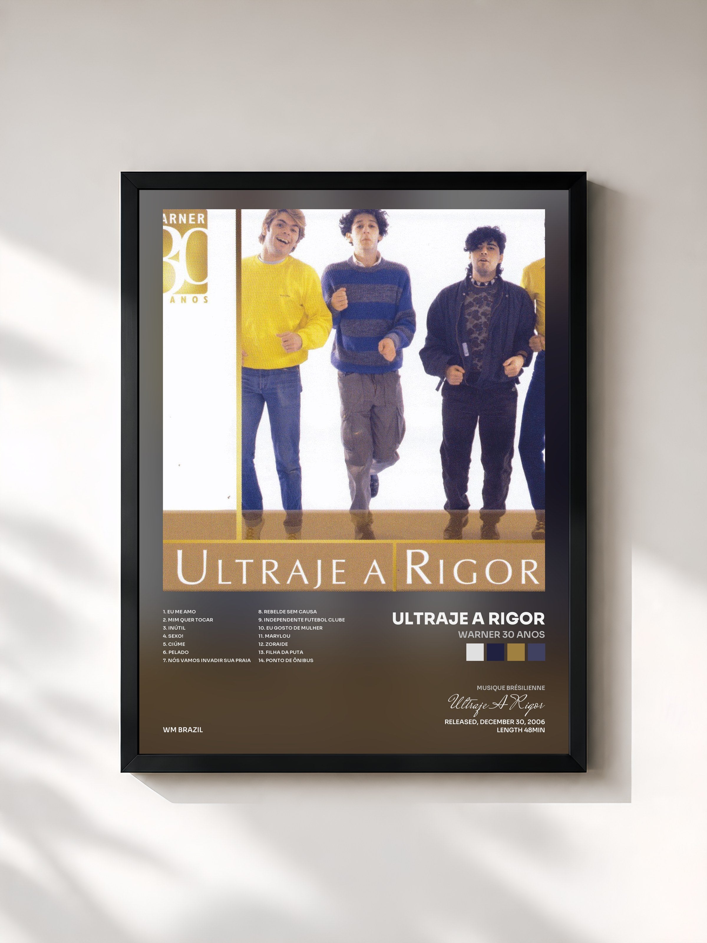 #noir Tableau de l'album Warner 30 Anos de Ultraje A Rigor, cadre noir, imprimé et encadré en France