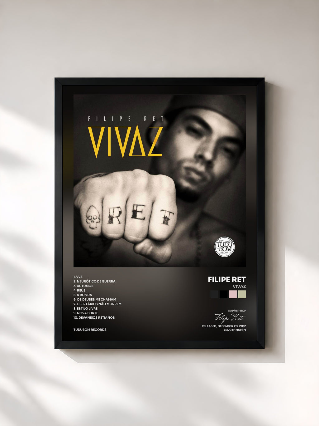 #noir Tableau de l'album Vivaz de Filipe Ret, cadre noir, imprimé et encadré en France