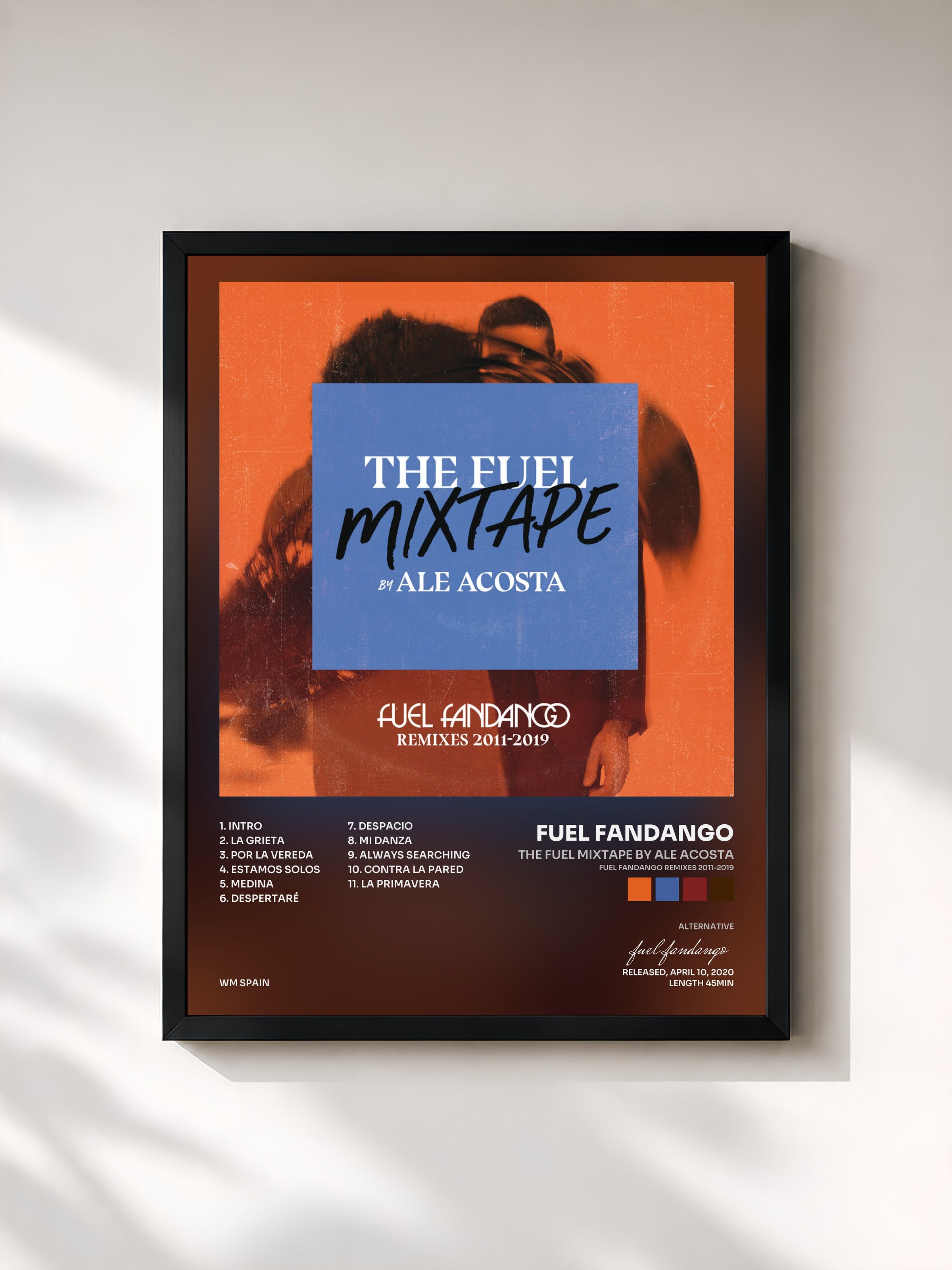 #noir Tableau de l'album The Fuel Mixtape by Ale Acosta (Fuel Fandango Remixes 2011-2019) de fuel fandango, cadre noir, imprimé et encadré en France