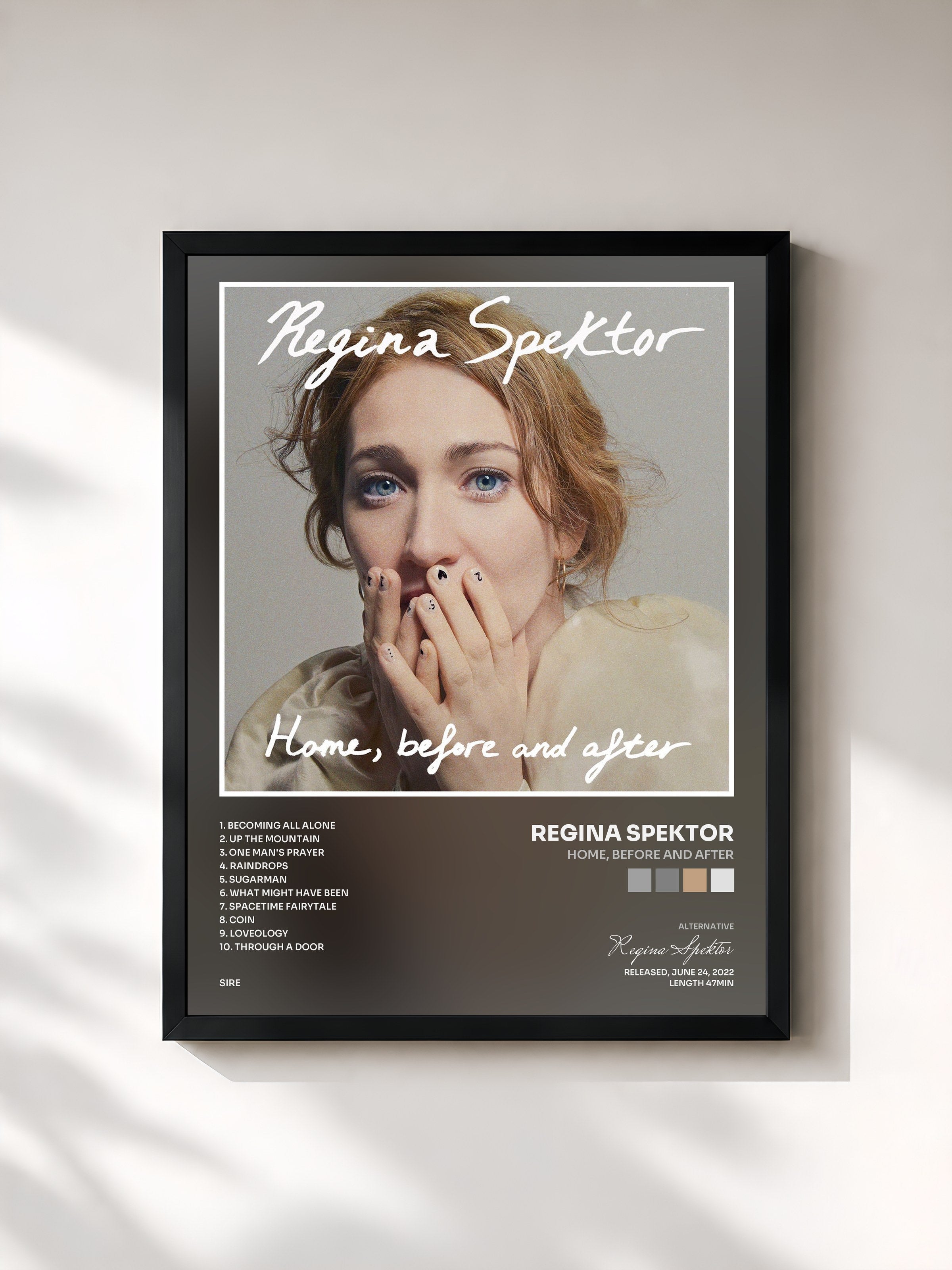 #noir Tableau de l'album Home, before and after de Regina Spektor, cadre noir, imprimé et encadré en France