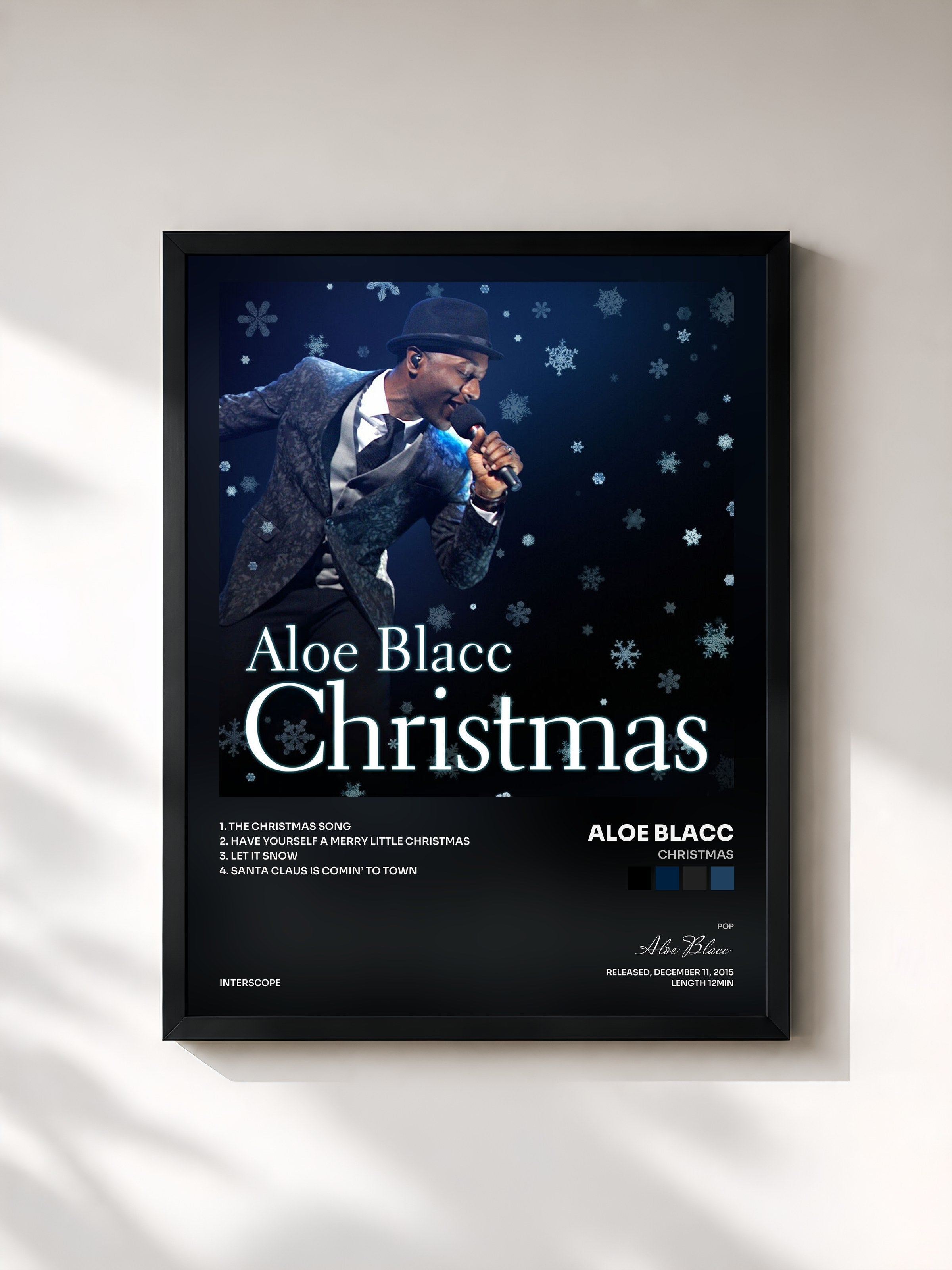 #noir Tableau de l'album Christmas de Aloe Blacc, cadre noir, imprimé et encadré en France