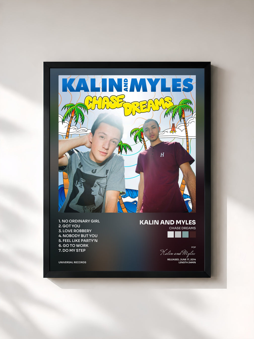 #noir Tableau de l'album Chase Dreams de Kalin and Myles, cadre noir, imprimé et encadré en France