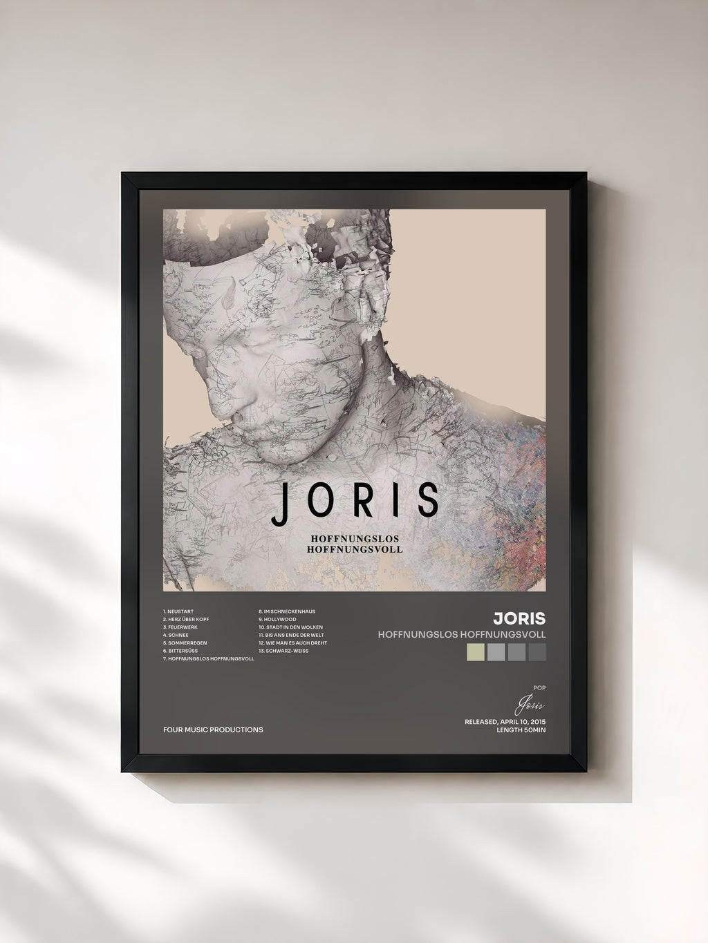 #noir Tableau de l'album Hoffnungslos Hoffnungsvoll de Joris, cadre noir, imprimé et encadré en France