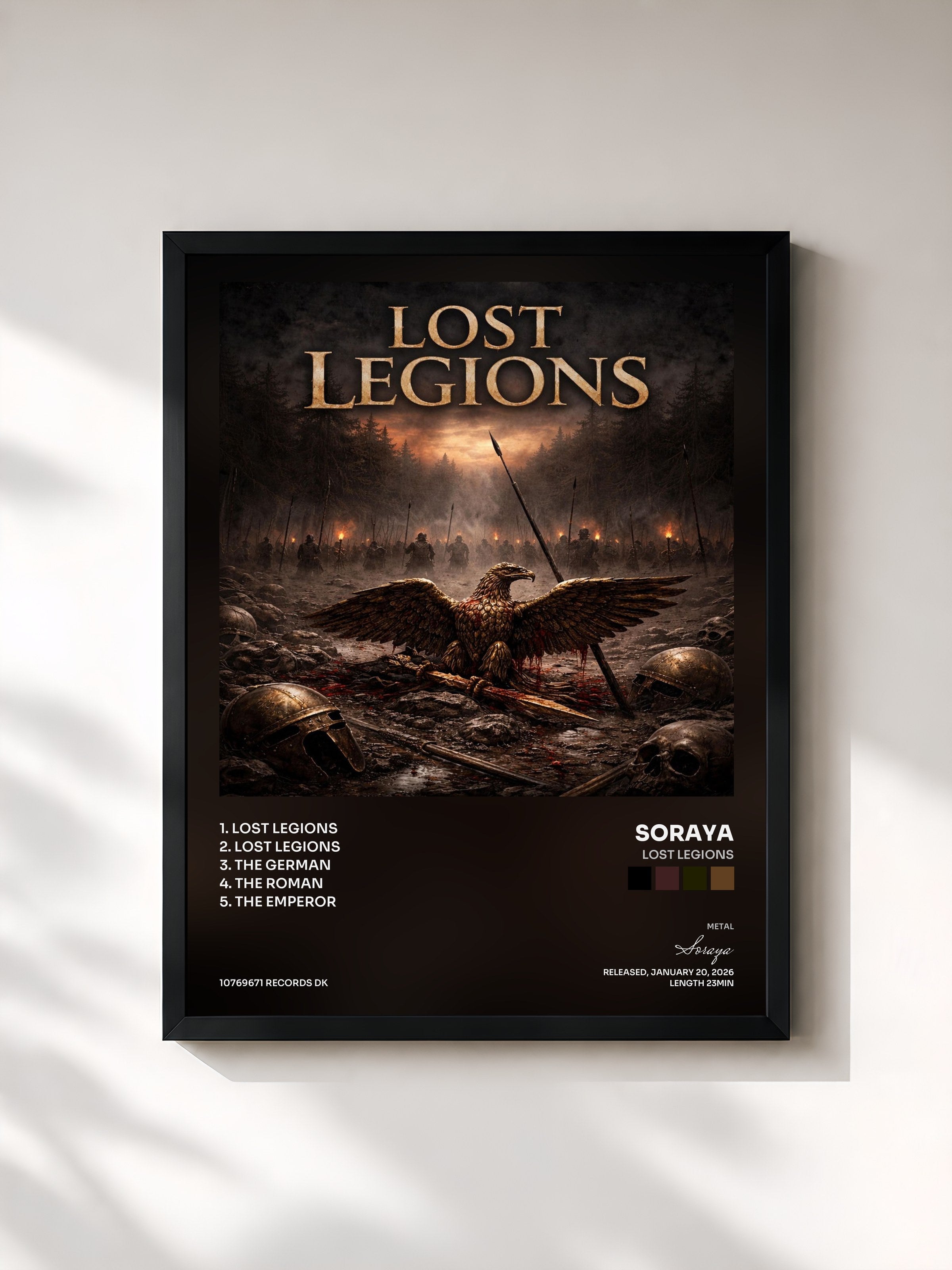 #noir Tableau de l'album Lost Legions de Soraya, cadre noir, imprimé et encadré en France