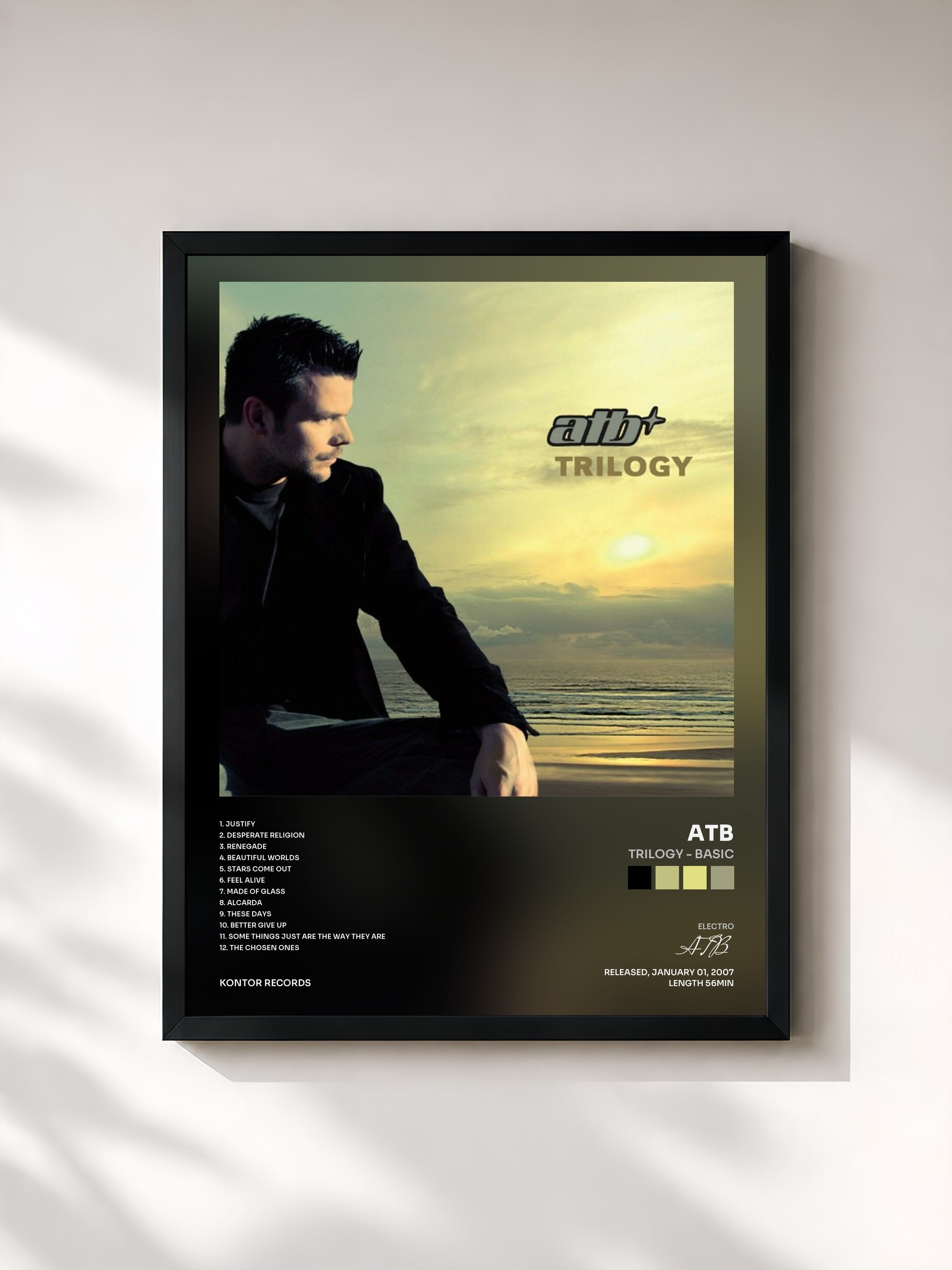 #noir Tableau de l'album Trilogy - Basic de ATB, cadre noir, imprimé et encadré en France