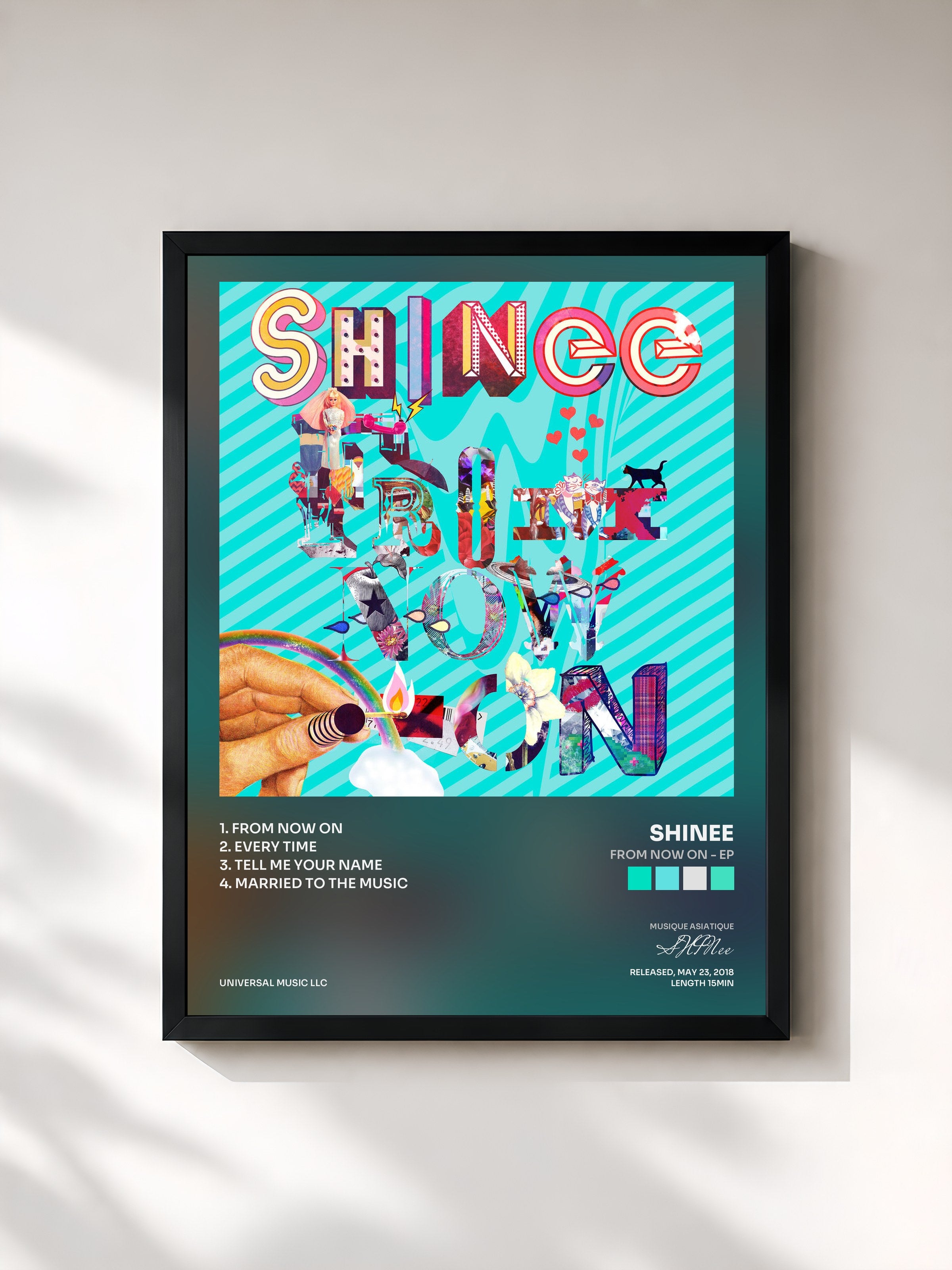#noir Tableau de l'album From Now On - EP de SHINee, cadre noir, imprimé et encadré en France