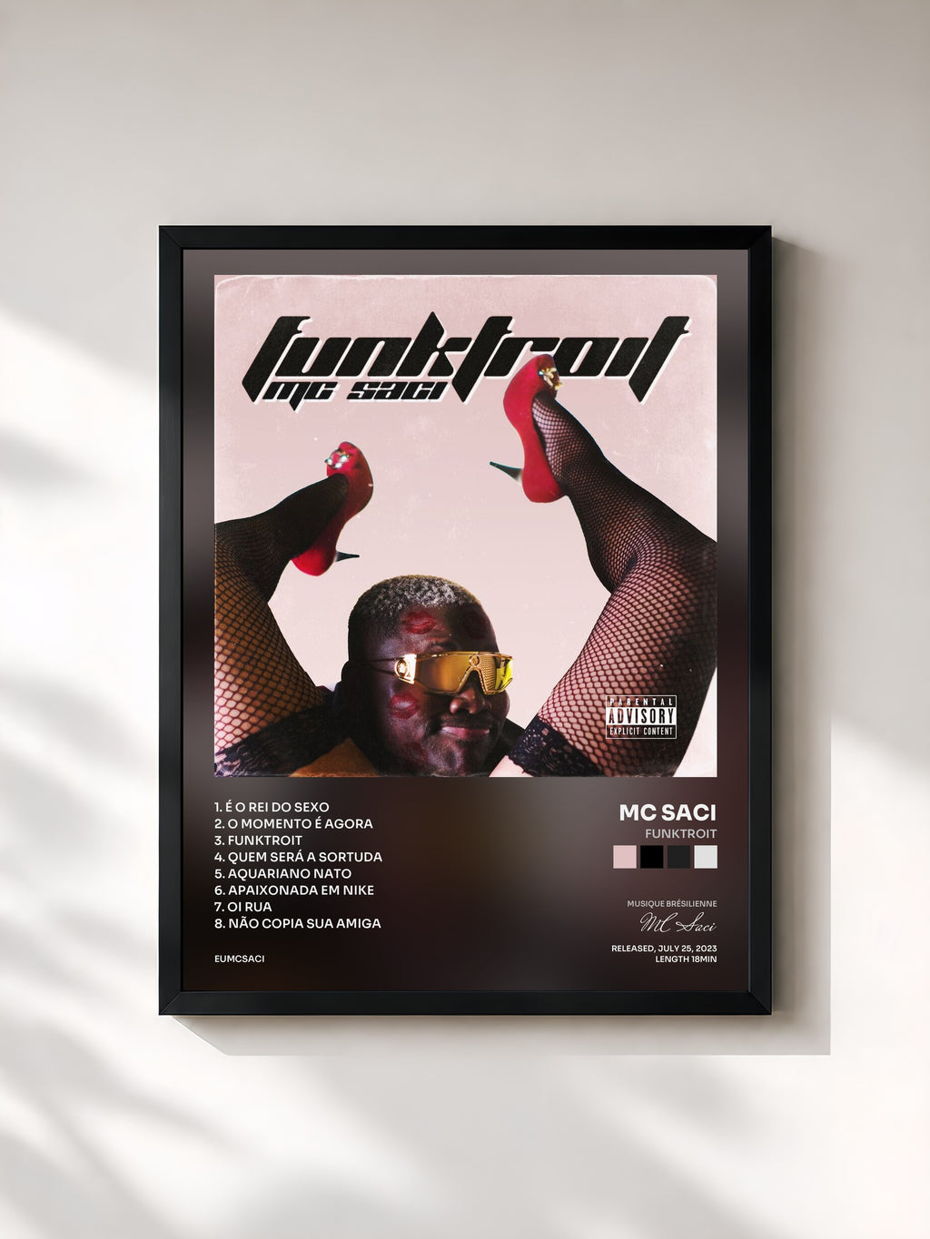 #noir Tableau de l'album Funktroit de MC Saci, cadre noir, imprimé et encadré en France