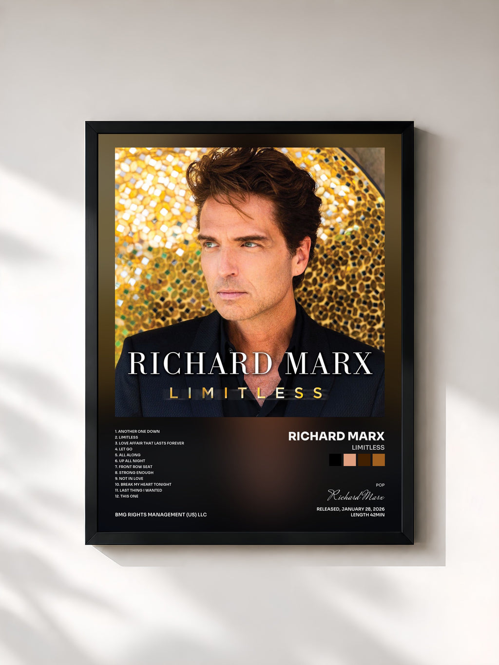 #noir Tableau de l'album LIMITLESS de Richard Marx, cadre noir, imprimé et encadré en France