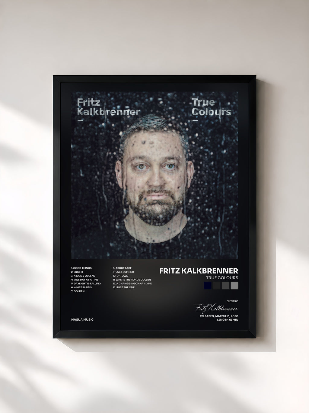 #noir Tableau de l'album True Colours de Fritz Kalkbrenner, cadre noir, imprimé et encadré en France