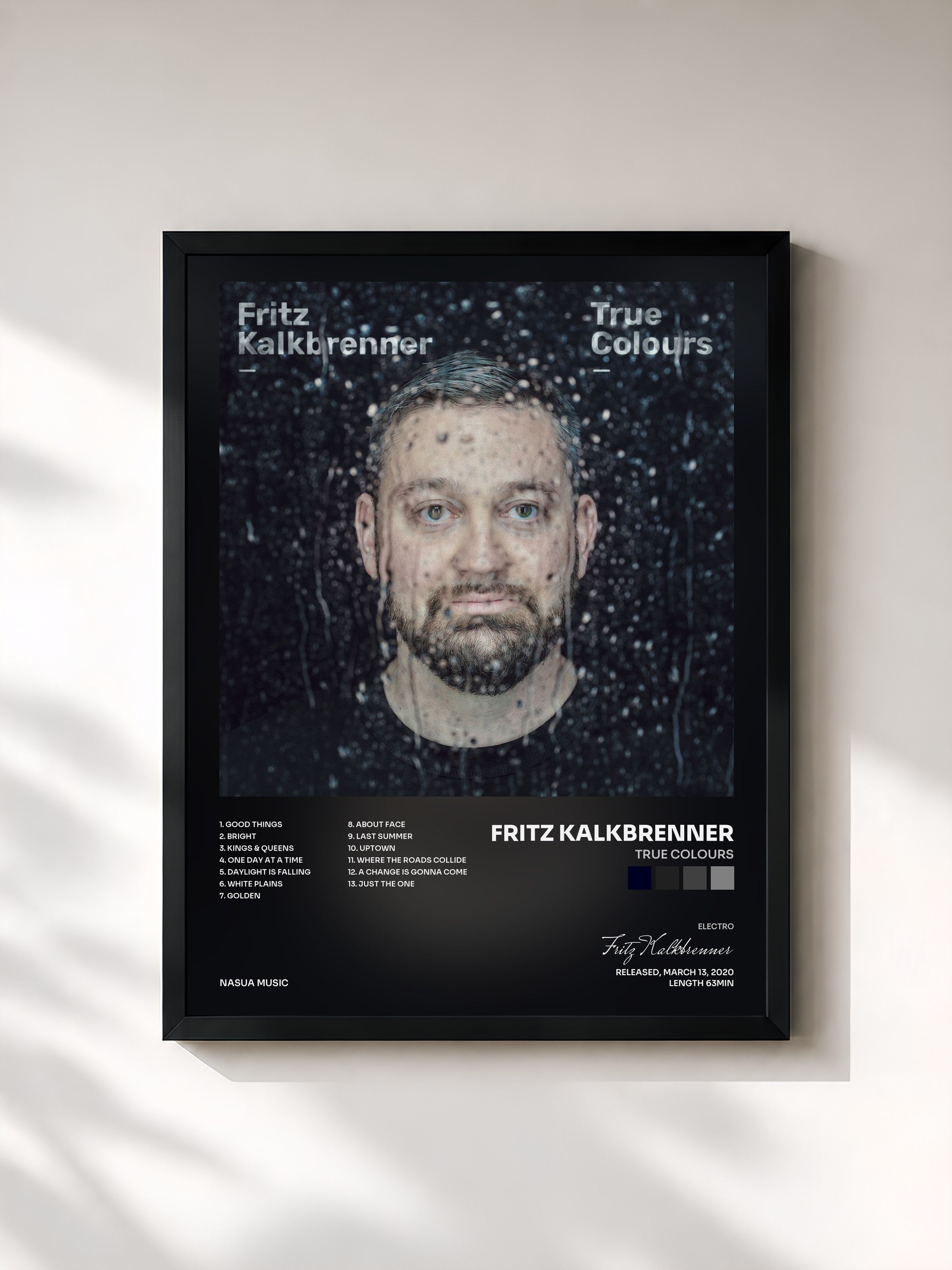 #noir Tableau de l'album True Colours de Fritz Kalkbrenner, cadre noir, imprimé et encadré en France