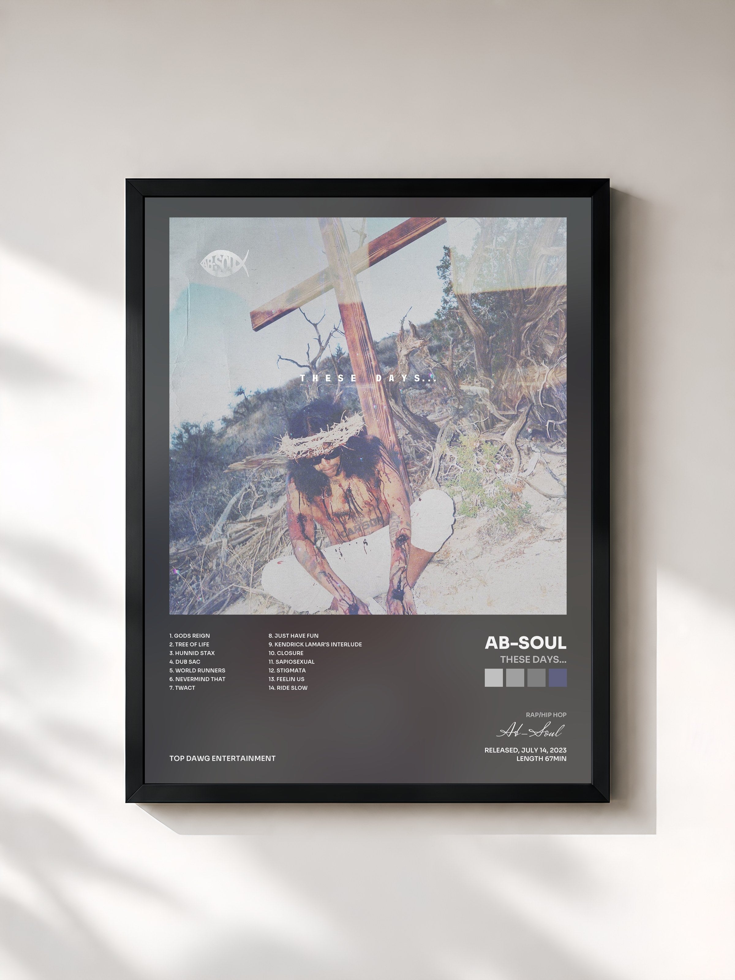#noir Tableau de l'album These Days... de Ab-Soul, cadre noir, imprimé et encadré en France