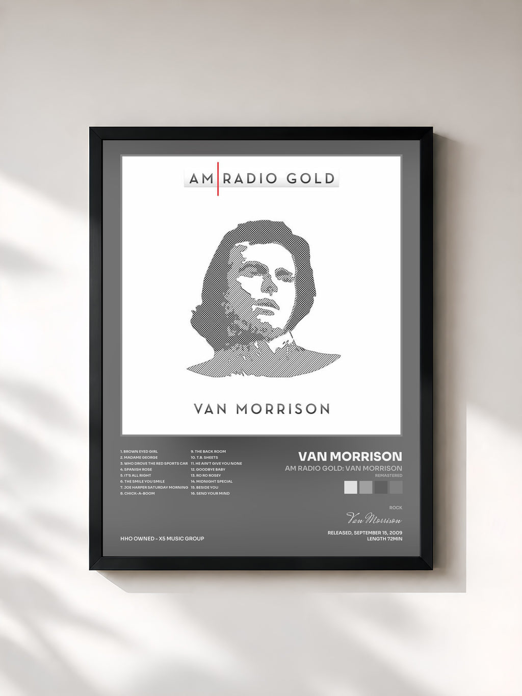 #noir Tableau de l'album AM Radio Gold: Van Morrison (Remastered) de Van Morrison, cadre noir, imprimé et encadré en France