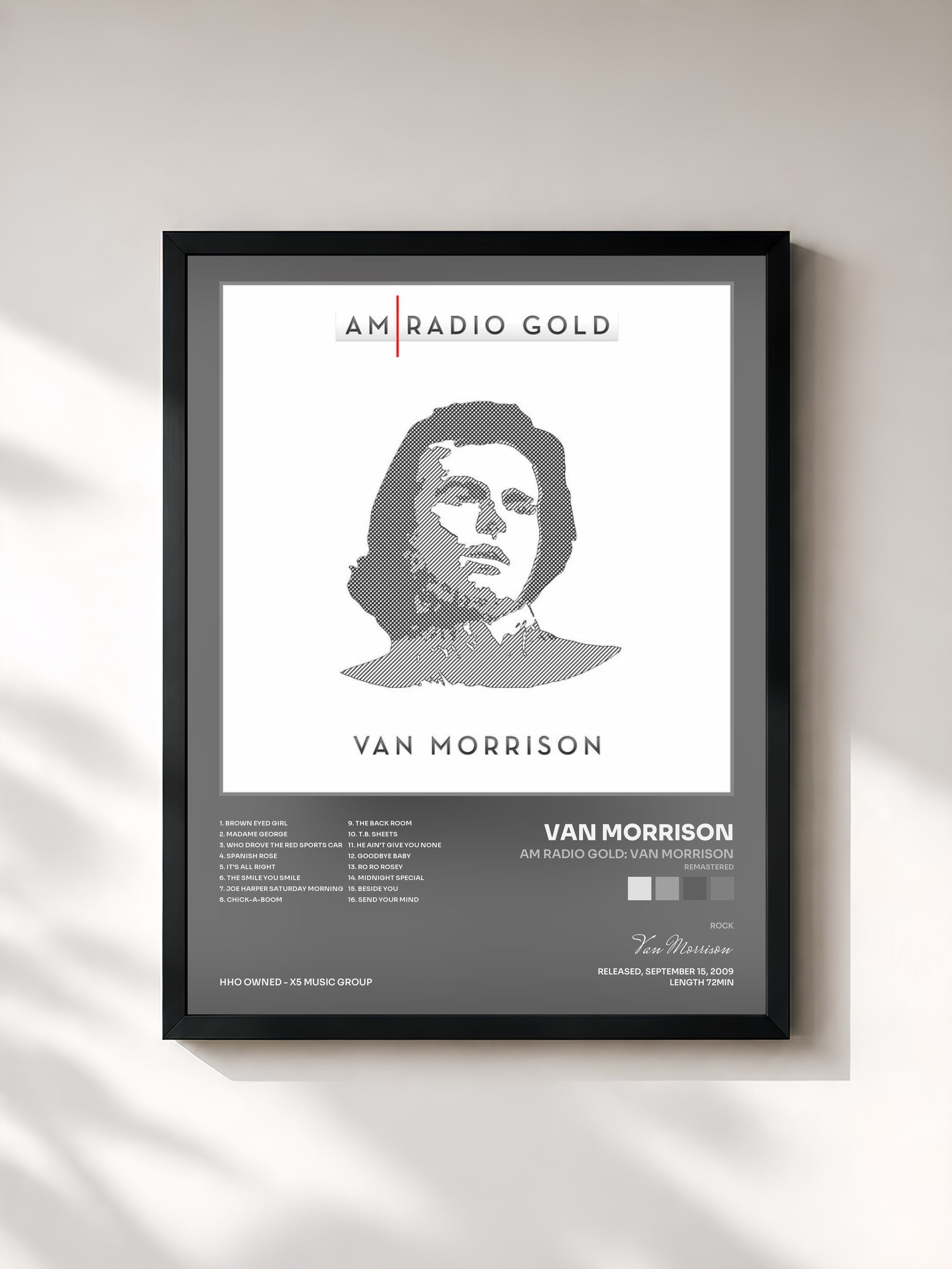 #noir Tableau de l'album AM Radio Gold: Van Morrison (Remastered) de Van Morrison, cadre noir, imprimé et encadré en France