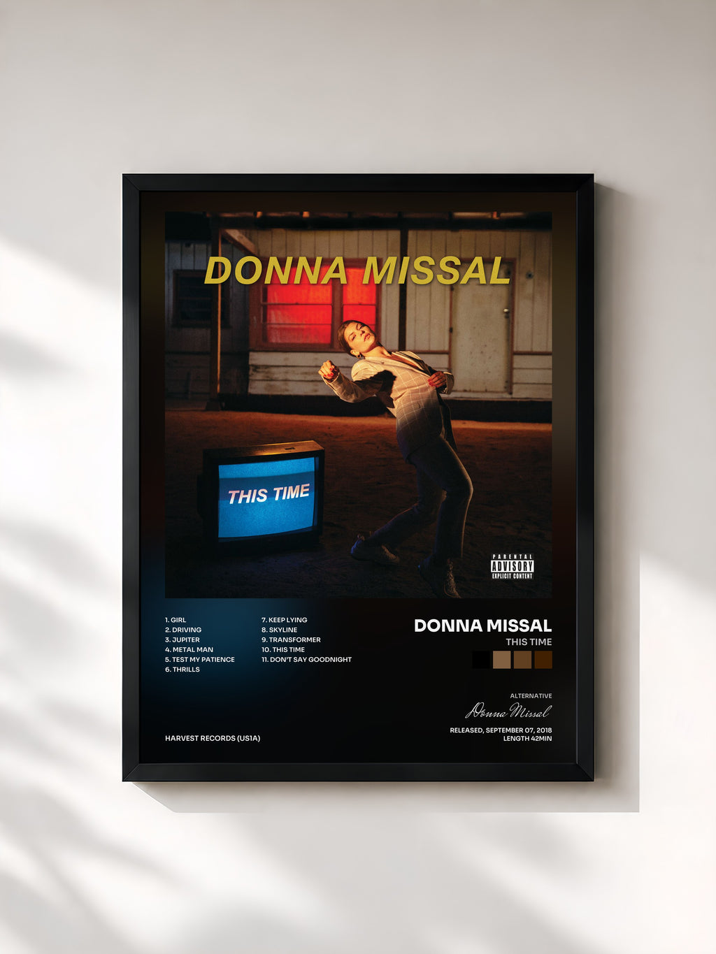 #noir Tableau de l'album This Time de Donna Missal, cadre noir, imprimé et encadré en France