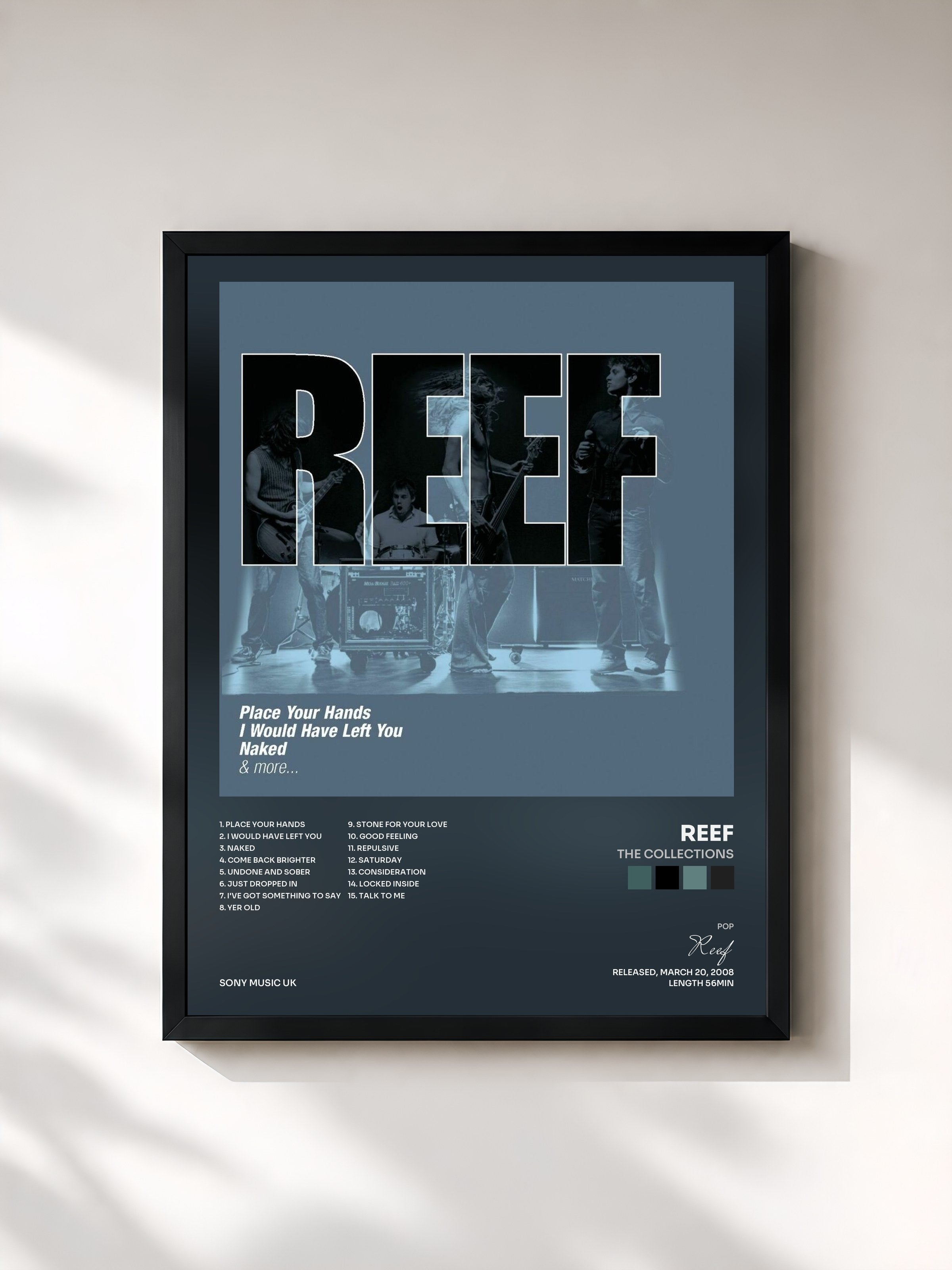 #noir Tableau de l'album The Collections de Reef, cadre noir, imprimé et encadré en France