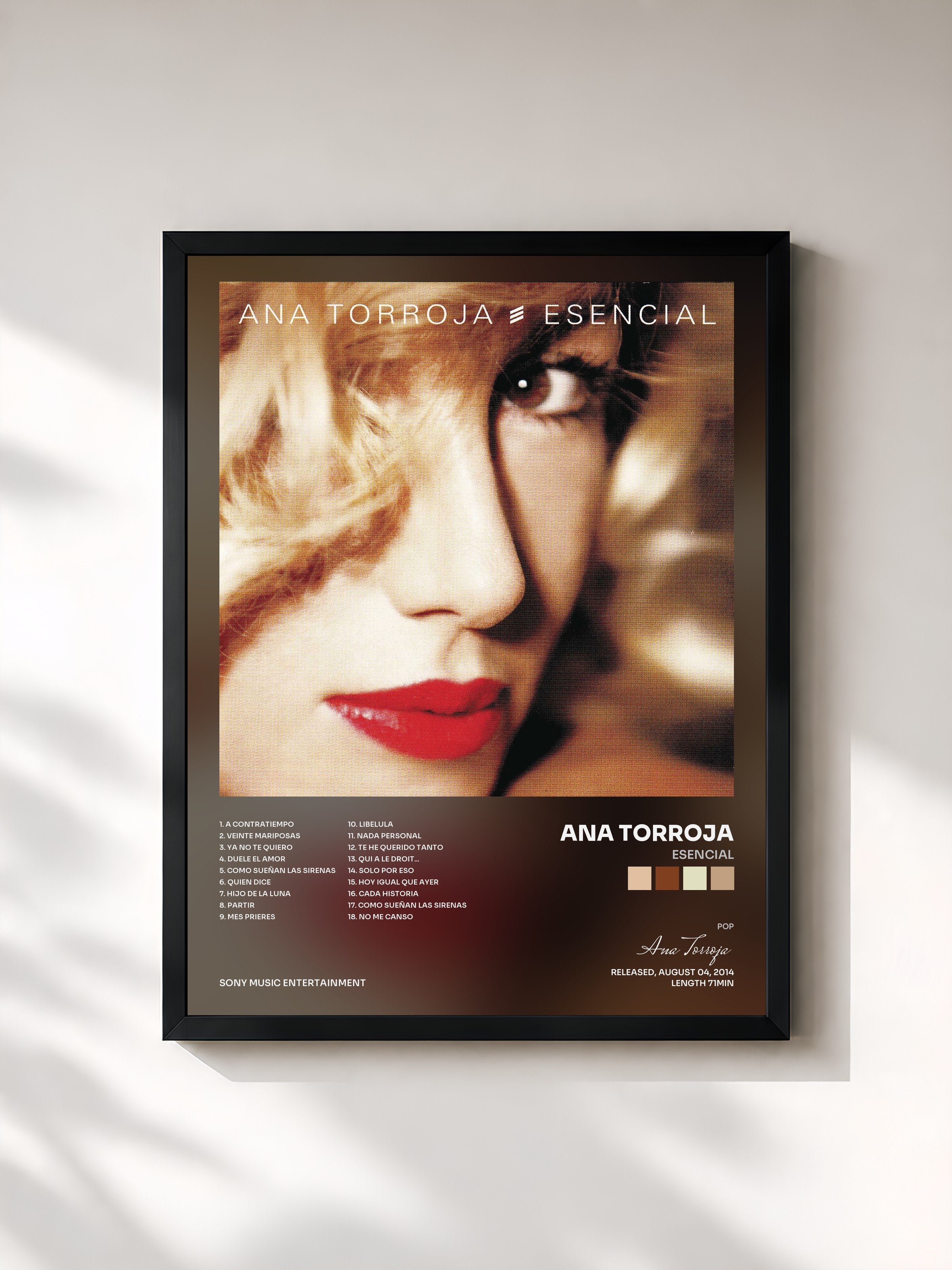 #noir Tableau de l'album Esencial de Ana Torroja, cadre noir, imprimé et encadré en France