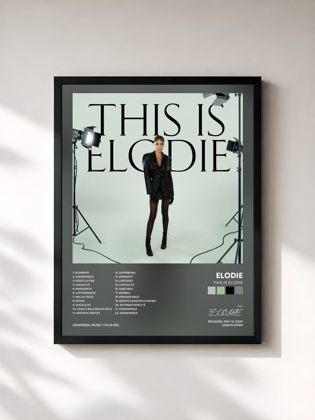 #noir Tableau de l'album This Is Elodie de ELODIE, cadre noir, imprimé et encadré en France