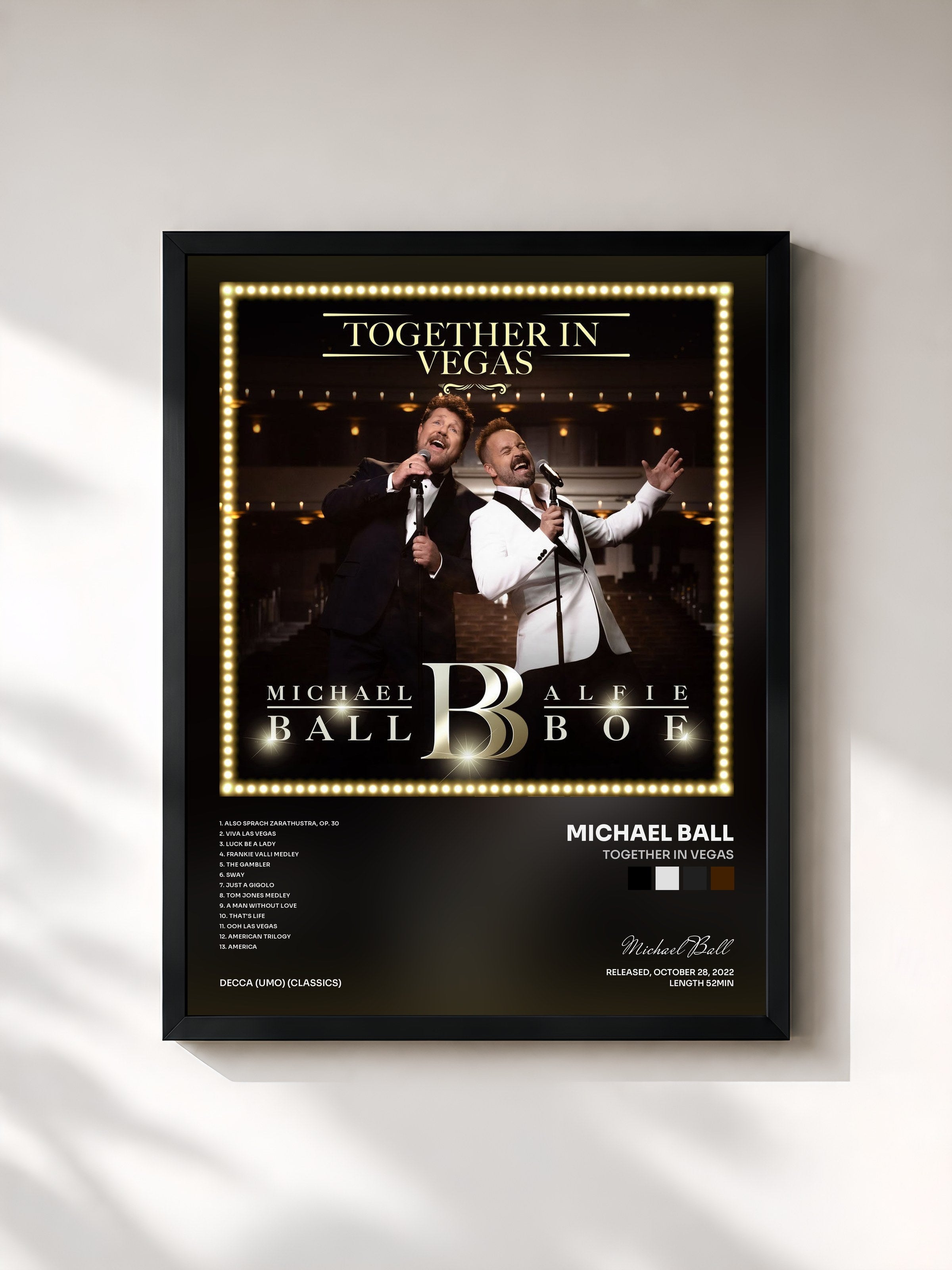 #noir Tableau de l'album Together In Vegas de Michael Ball, cadre noir, imprimé et encadré en France