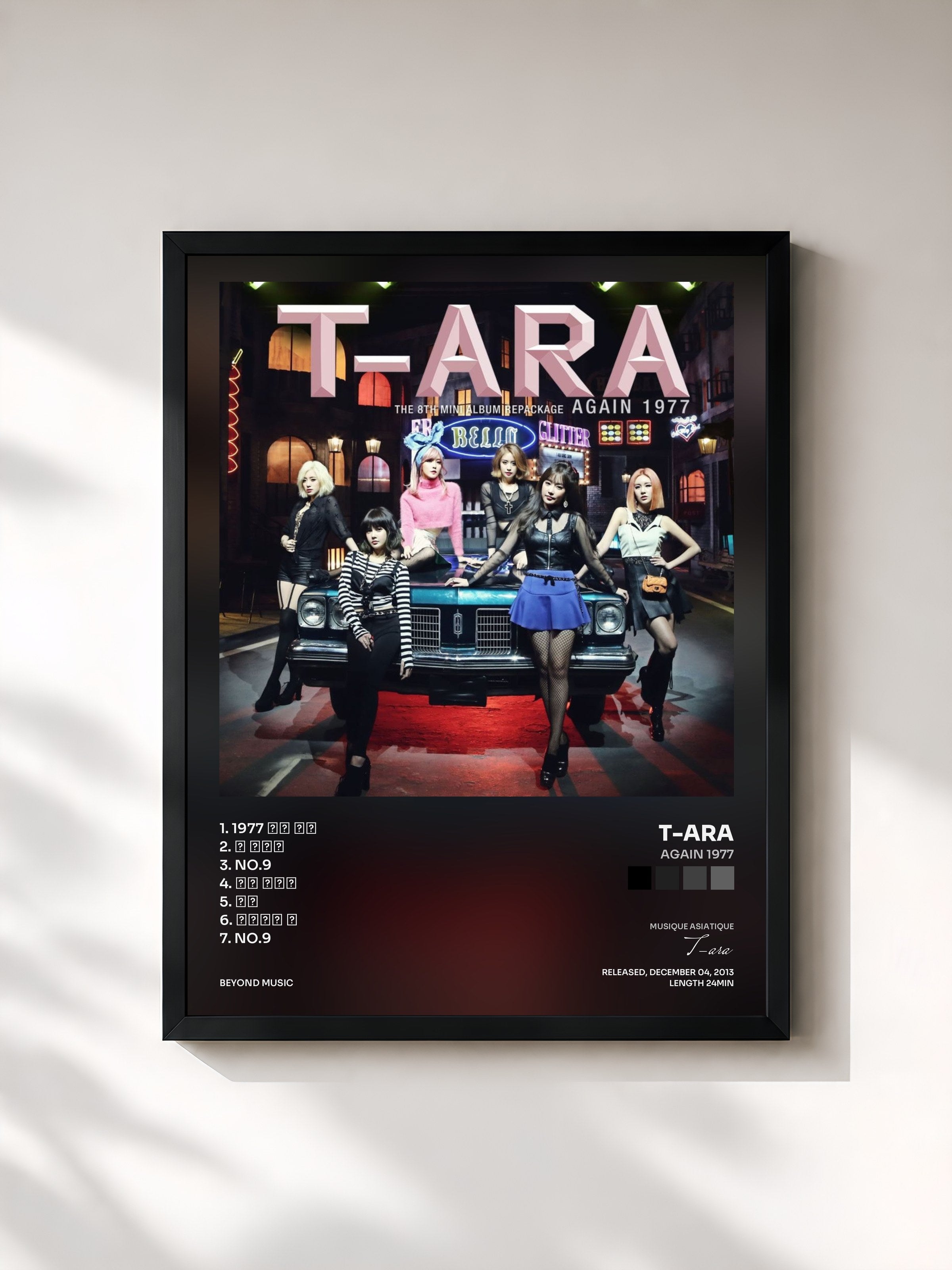 #noir Tableau de l'album Again 1977 de T-ara, cadre noir, imprimé et encadré en France