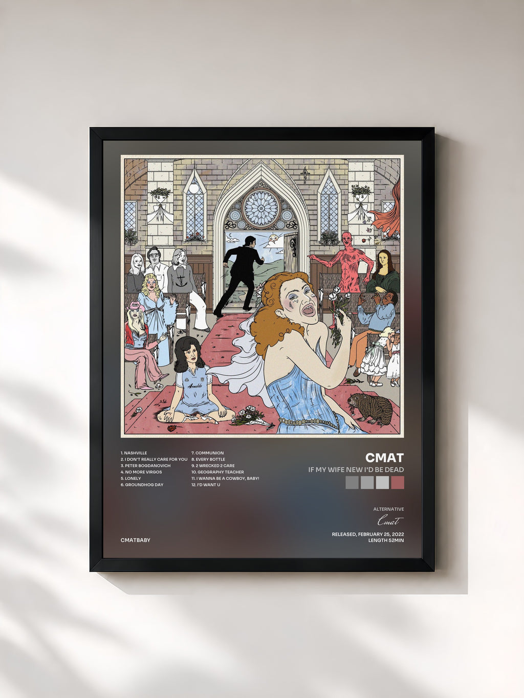 #noir Tableau de l'album If My Wife New I'd Be Dead de Cmat, cadre noir, imprimé et encadré en France