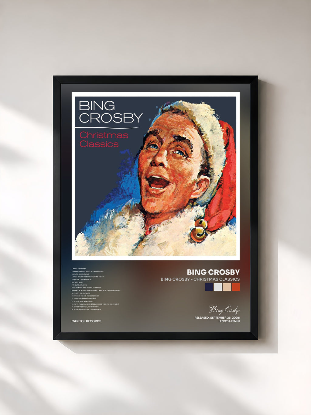 #noir Tableau de l'album Bing Crosby - Christmas Classics de Bing Crosby, cadre noir, imprimé et encadré en France