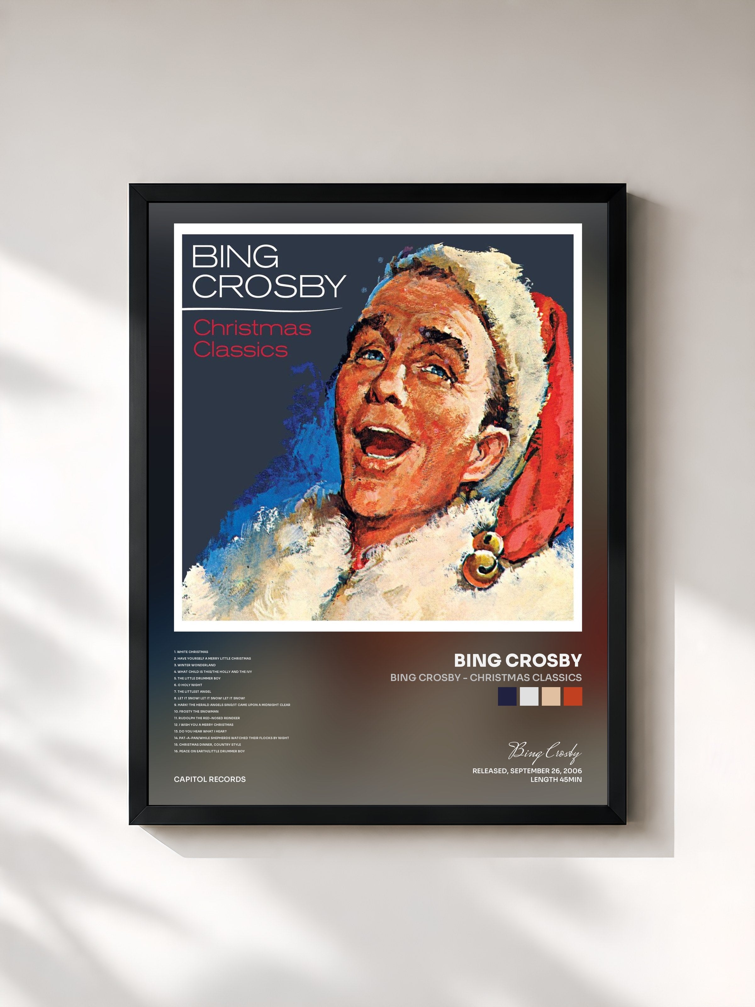 #noir Tableau de l'album Bing Crosby - Christmas Classics de Bing Crosby, cadre noir, imprimé et encadré en France