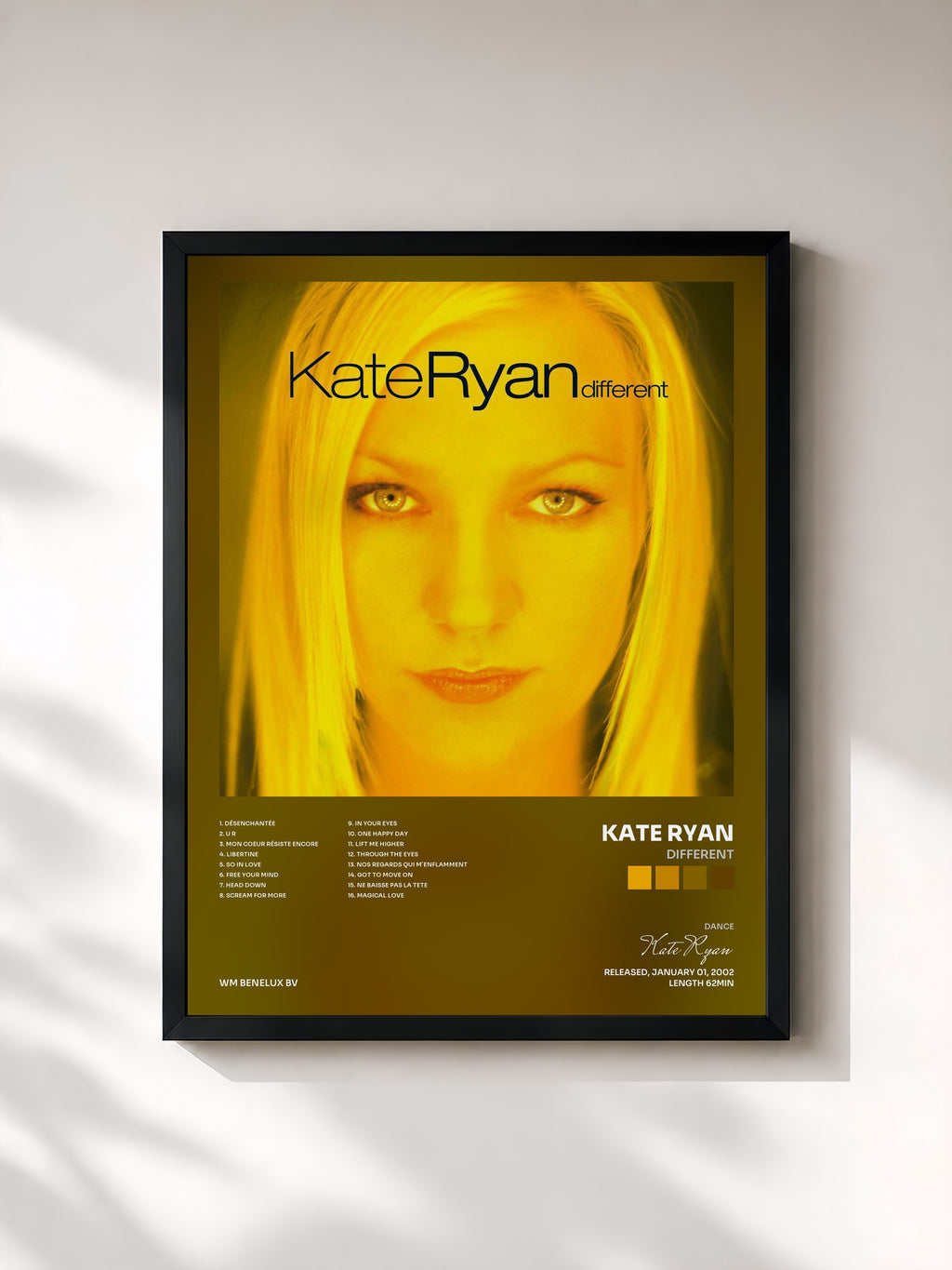#noir Tableau de l'album Different de Kate Ryan, cadre noir, imprimé et encadré en France