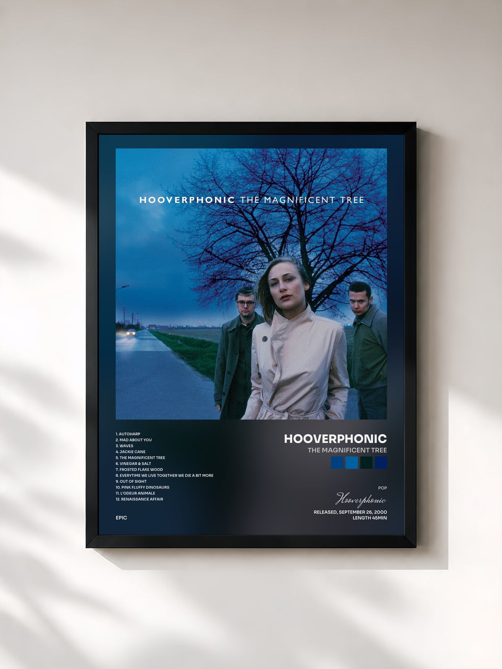 #noir Tableau de l'album The Magnificent Tree de Hooverphonic, cadre noir, imprimé et encadré en France