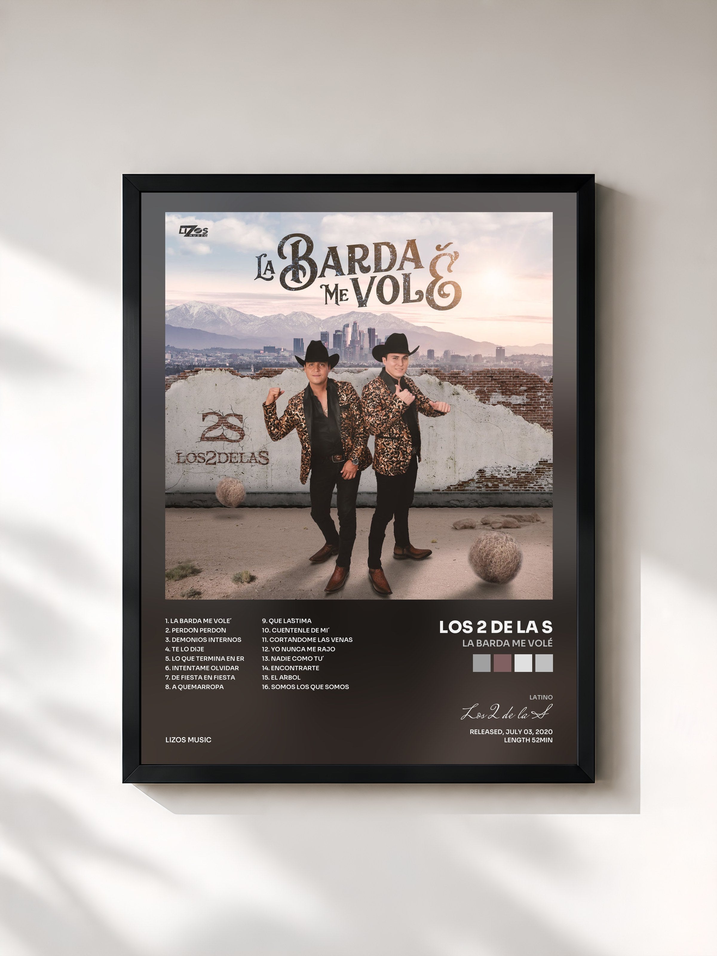 #noir Tableau de l'album La Barda Me Volé de Los 2 de la S, cadre noir, imprimé et encadré en France
