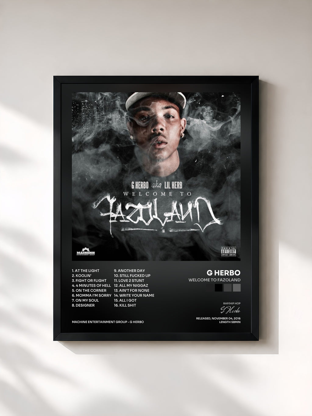 #noir Welcome to Fazoland di G Herbo in stampa incorniciata, cornice nera, stampata e incorniciata in Francia