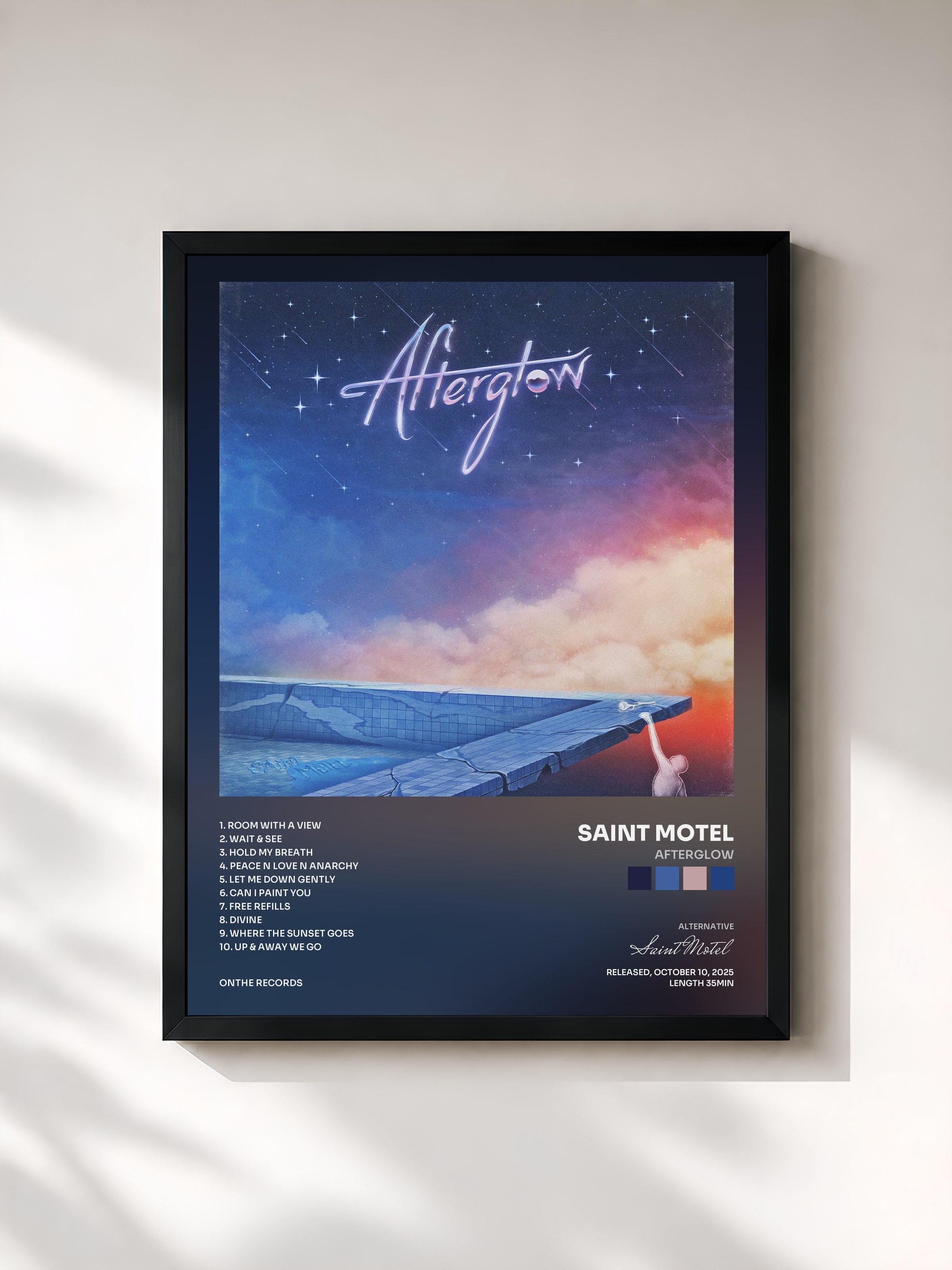 #noir Tableau de l'album Afterglow de Saint Motel, cadre noir, imprimé et encadré en France