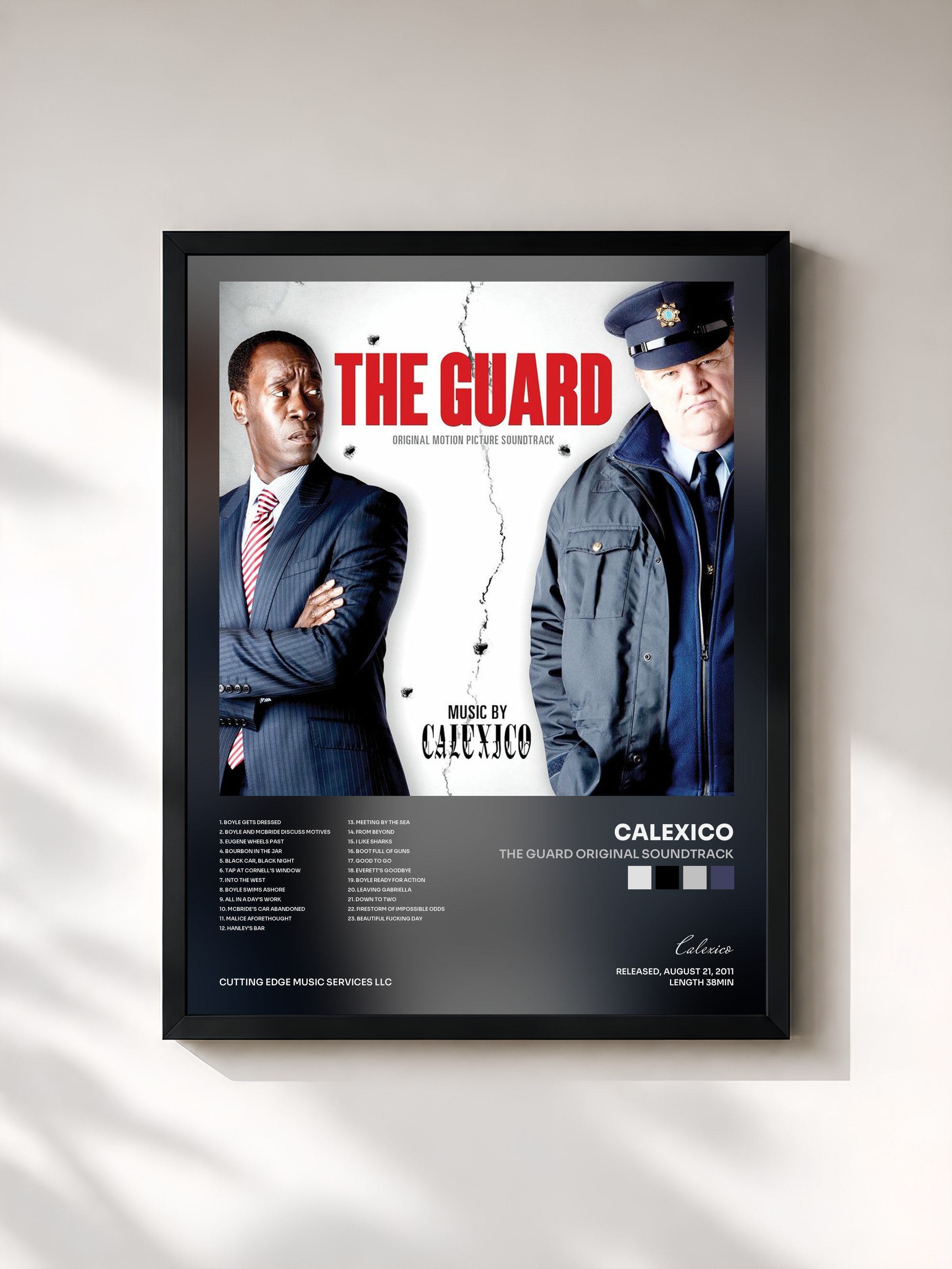#noir Tableau de l'album The Guard Original Soundtrack de Calexico, cadre noir, imprimé et encadré en France
