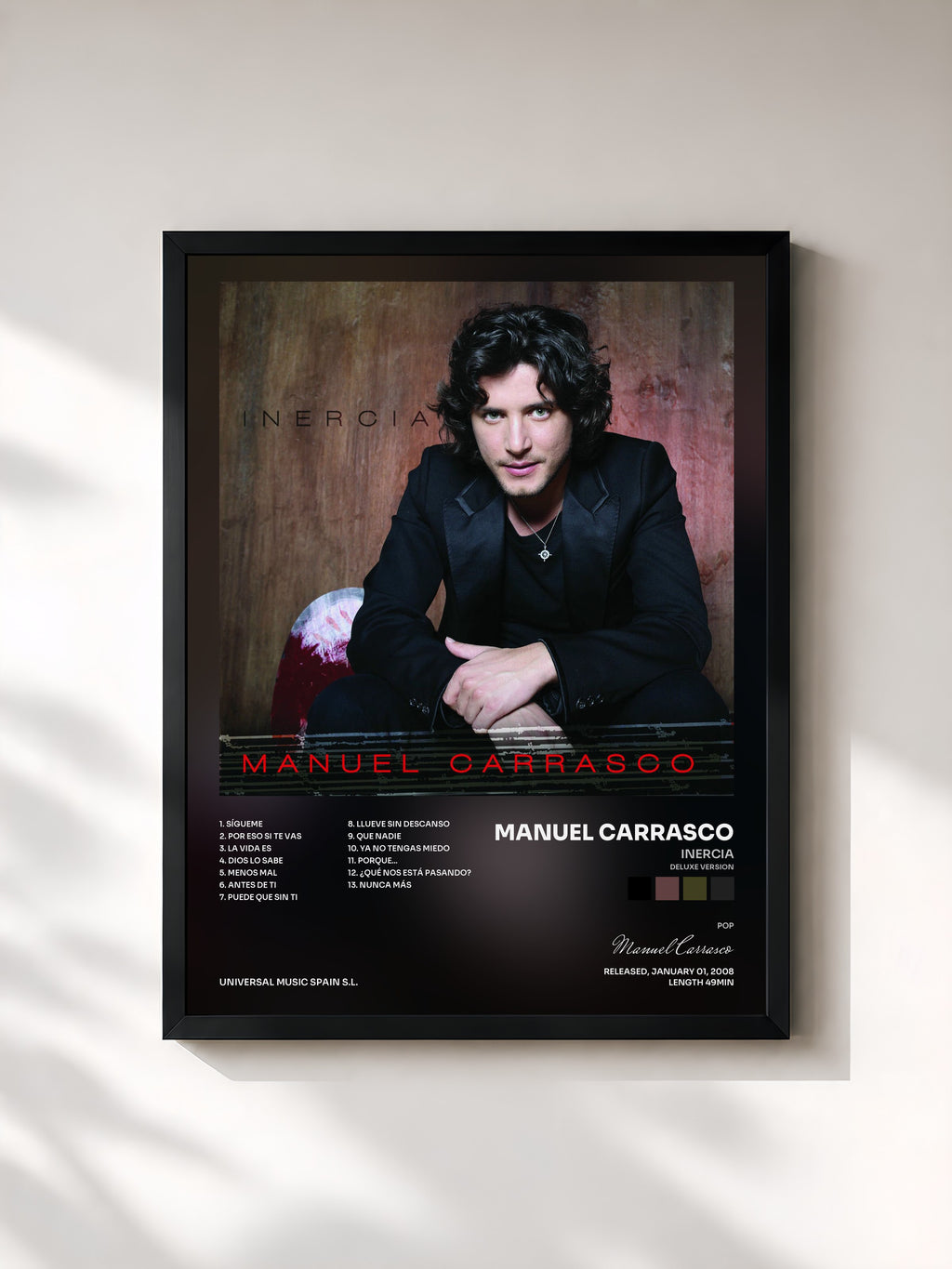 #noir Tableau de l'album Inercia (Deluxe Version) de Manuel Carrasco, cadre noir, imprimé et encadré en France