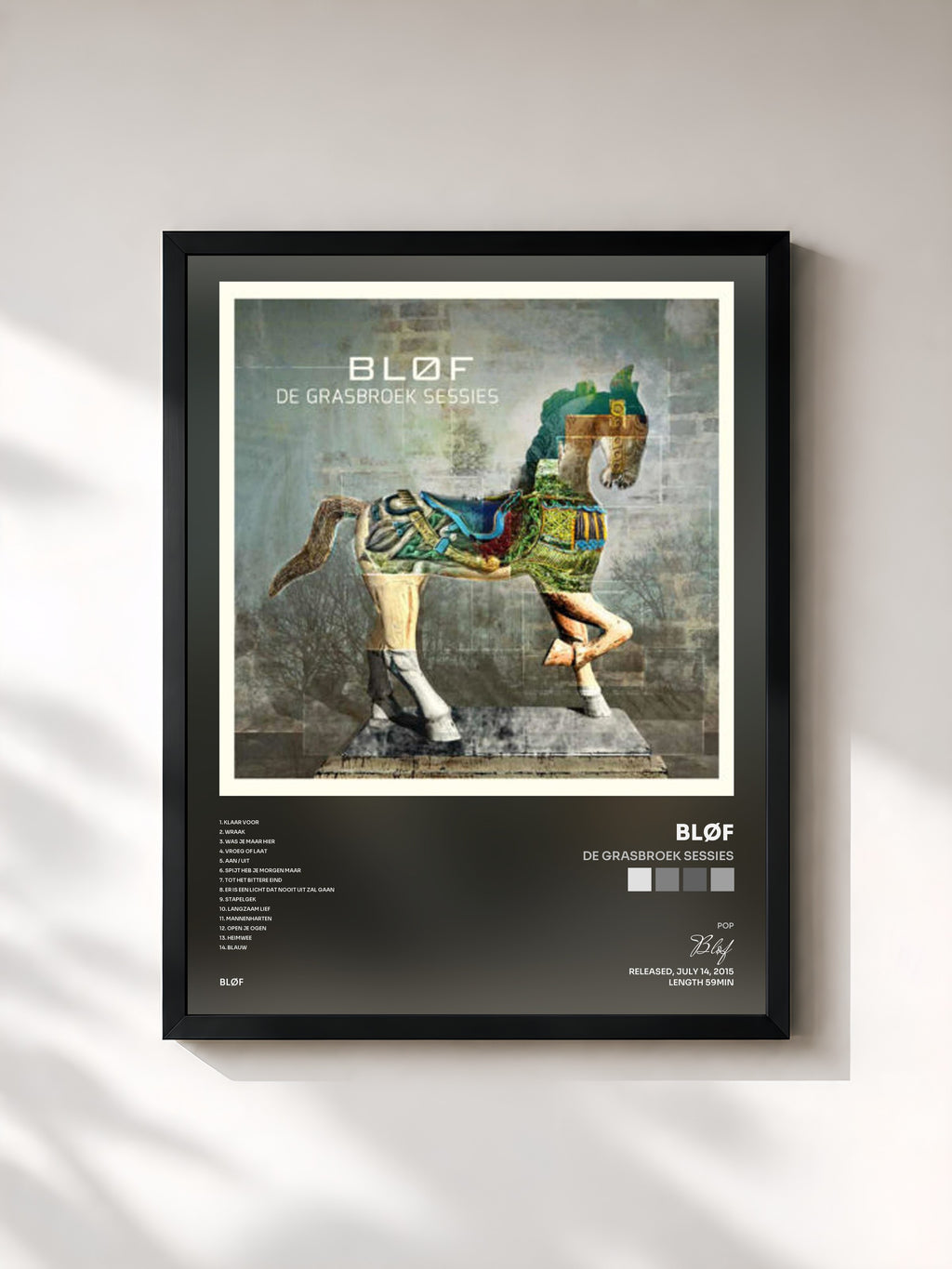 #noir Tableau de l'album De Grasbroek Sessies de Bløf, cadre noir, imprimé et encadré en France