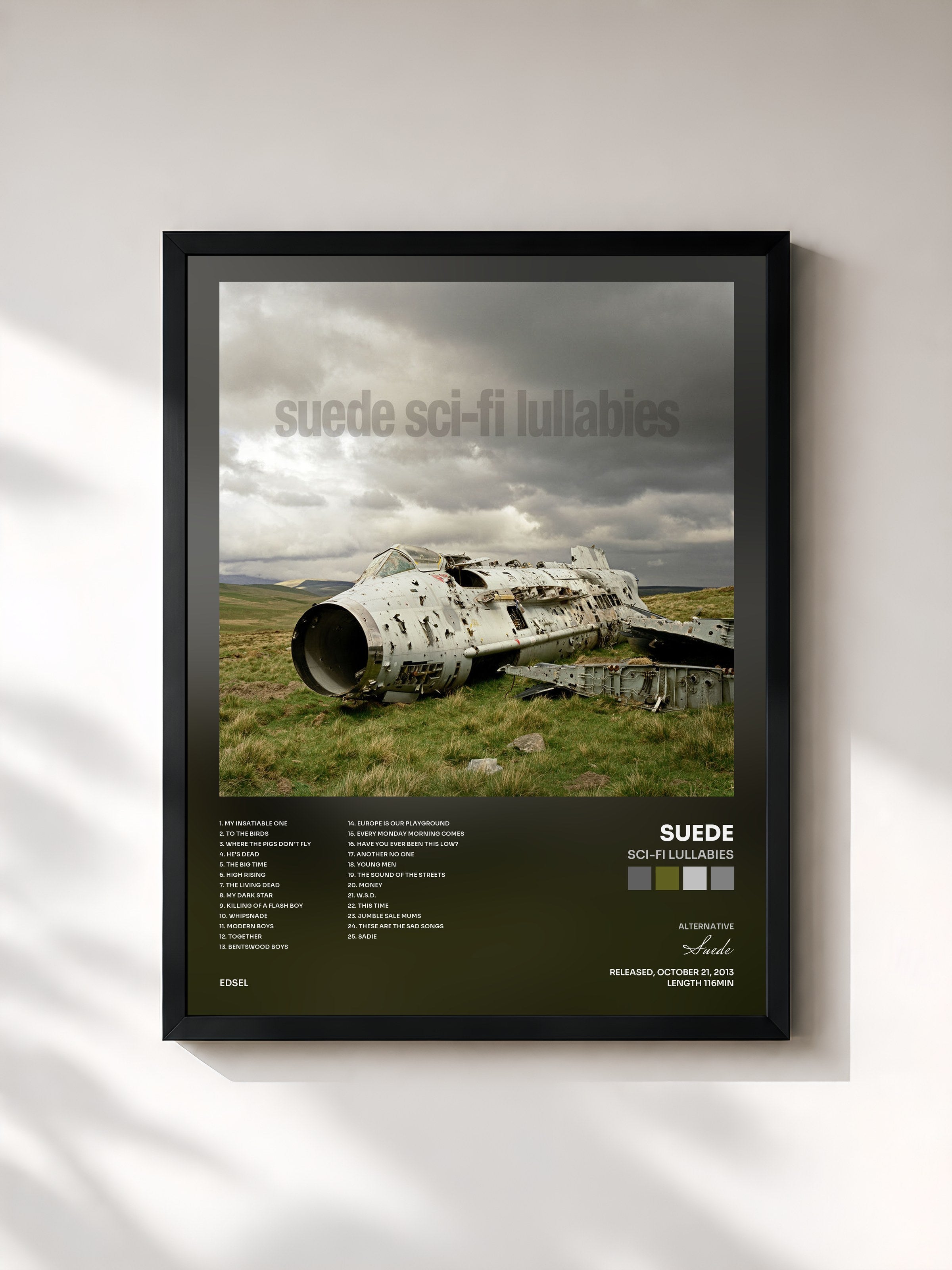 #noir Tableau de l'album Sci-Fi Lullabies de Suede, cadre noir, imprimé et encadré en France